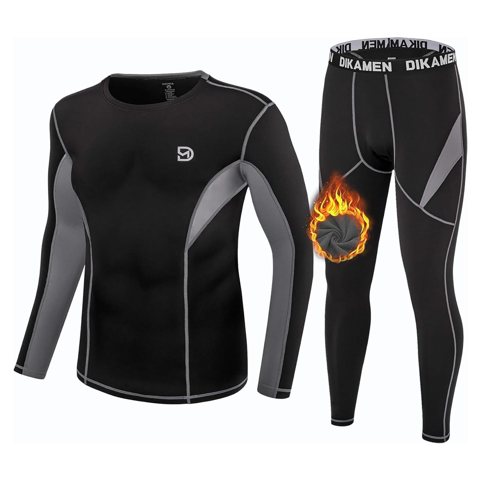 Conjunto Térmico para Hombre DIKAMEN - Forro Polar, Grande, Negro