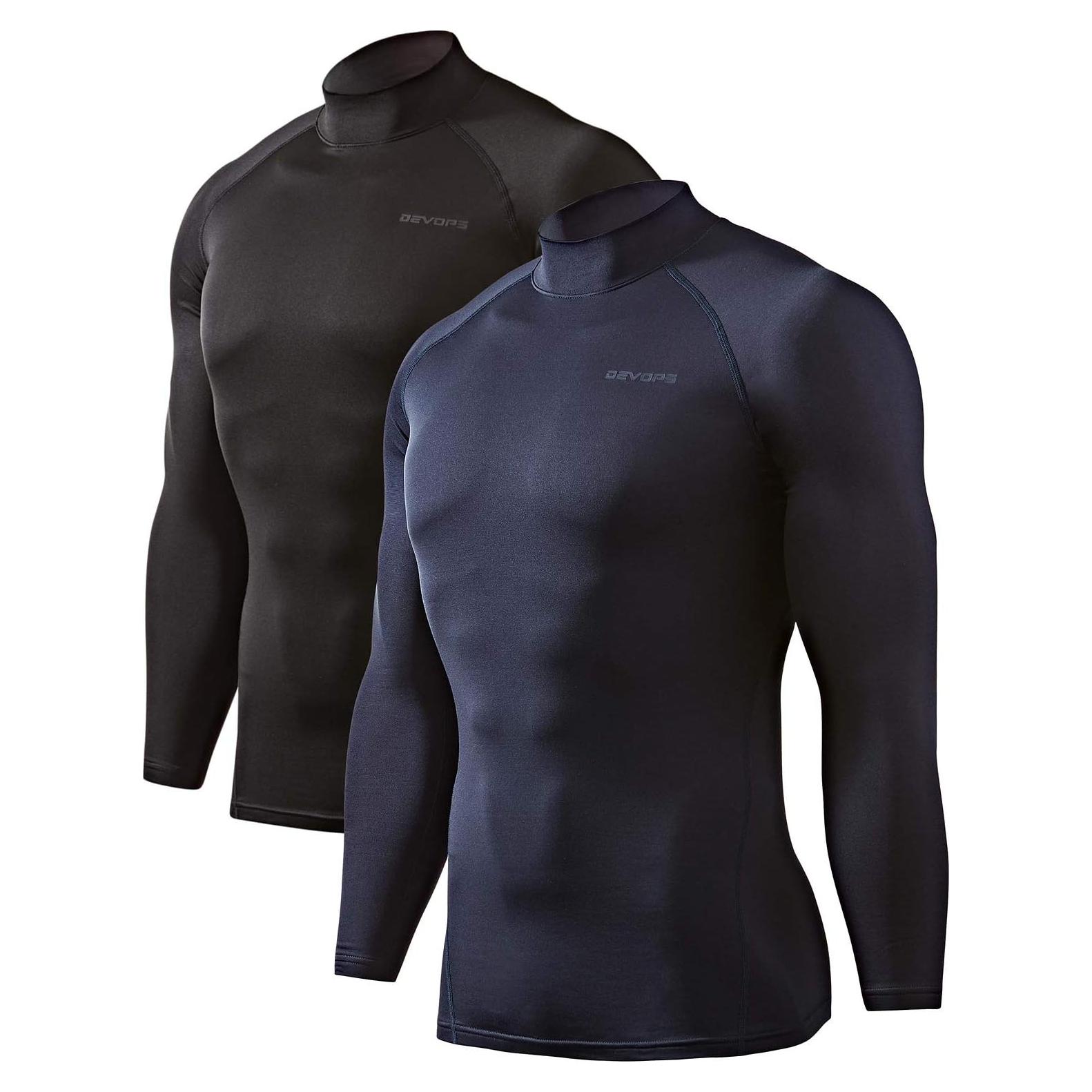 Camisetas Térmicas de Cuello Mock DEVOPS para Hombre - 2 Pack