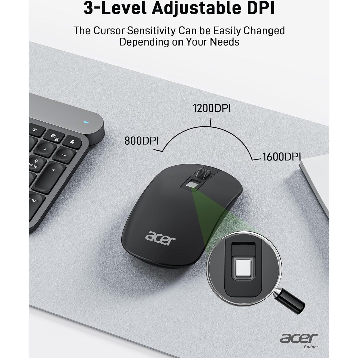 Ratón Inalámbrico Acer OMR242 USB Slim 2.4G DPI Ajustable