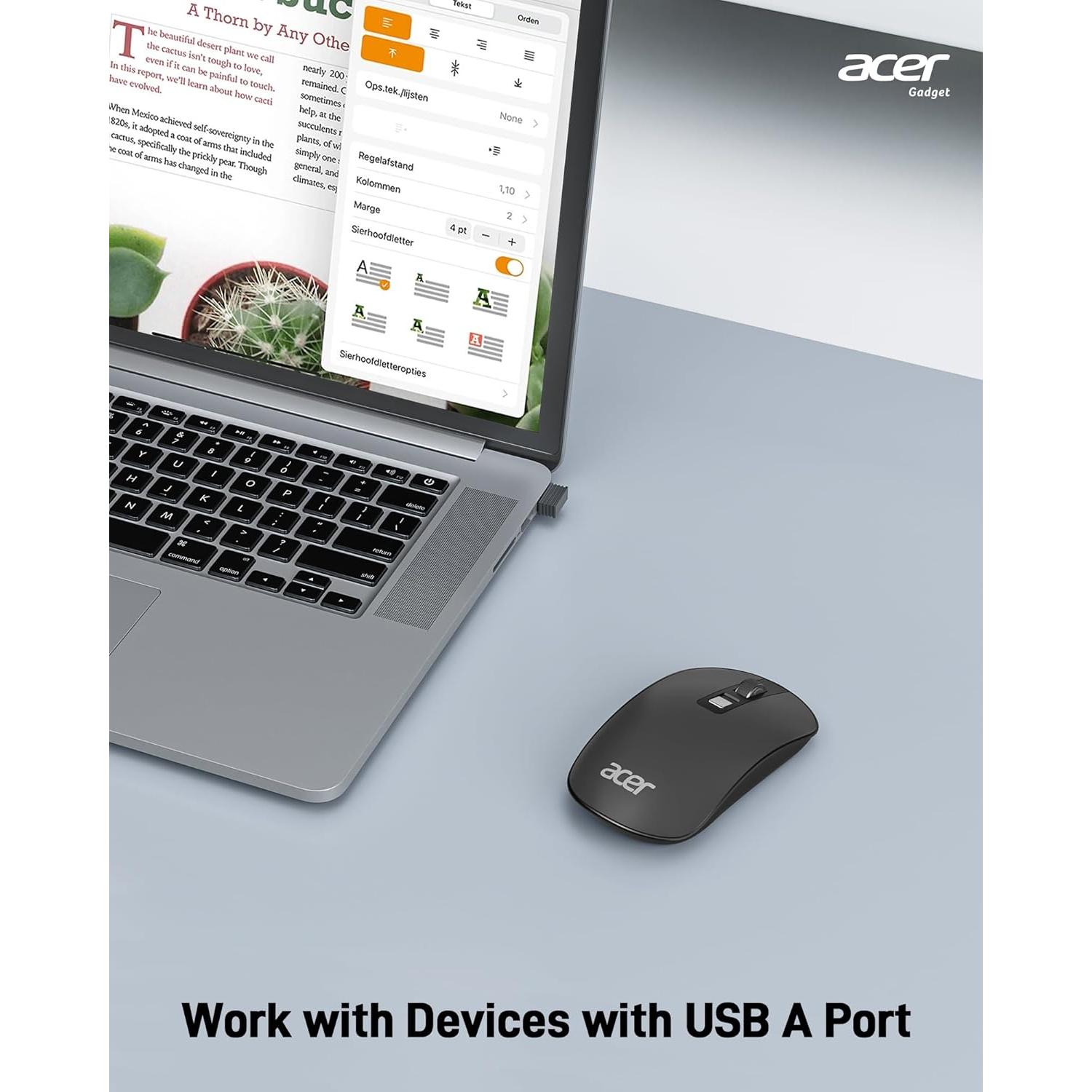 Ratón Inalámbrico Acer OMR242 USB Slim 2.4G DPI Ajustable