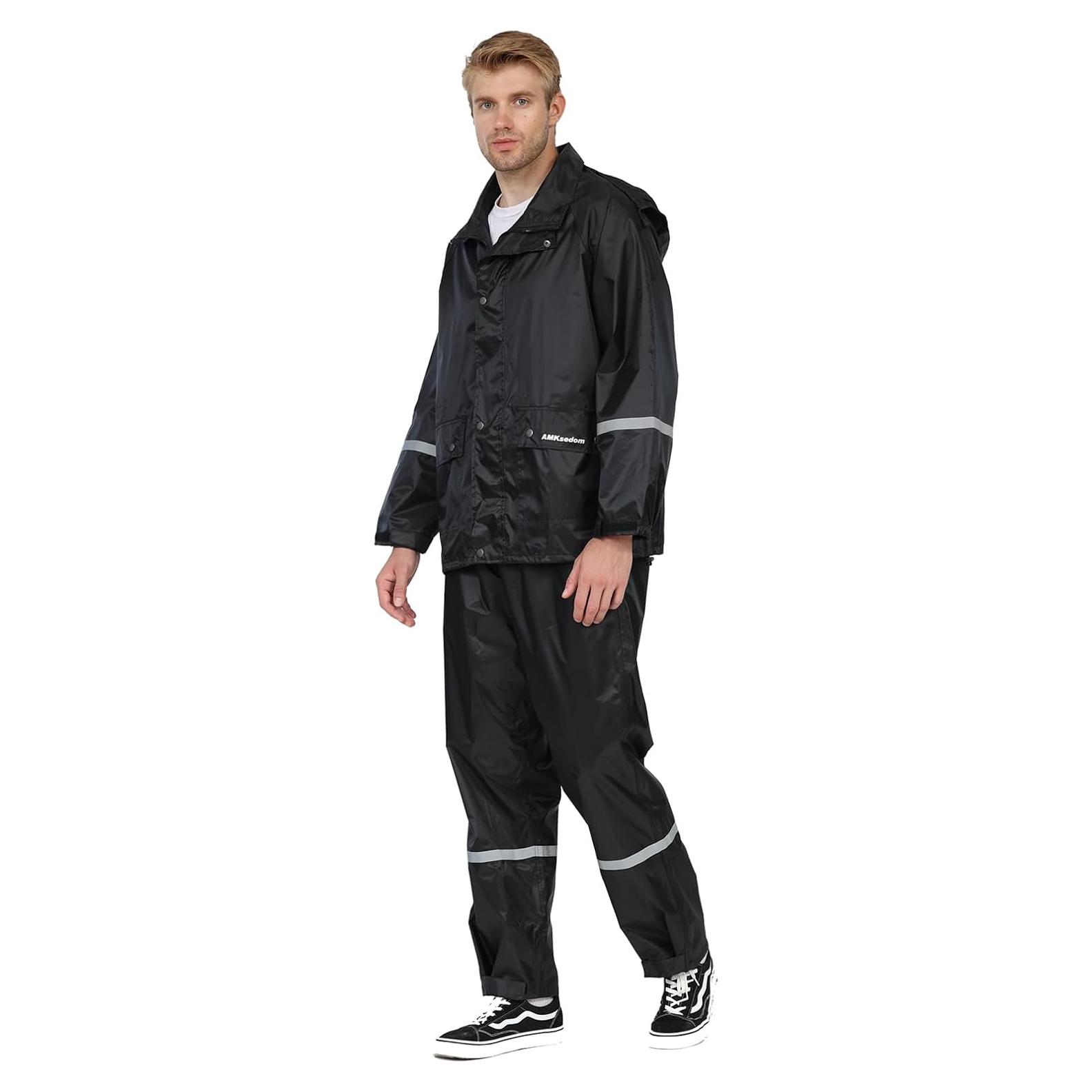 Traje de Lluvia Impermeable para Hombre AMKsedom HB-01 Negro