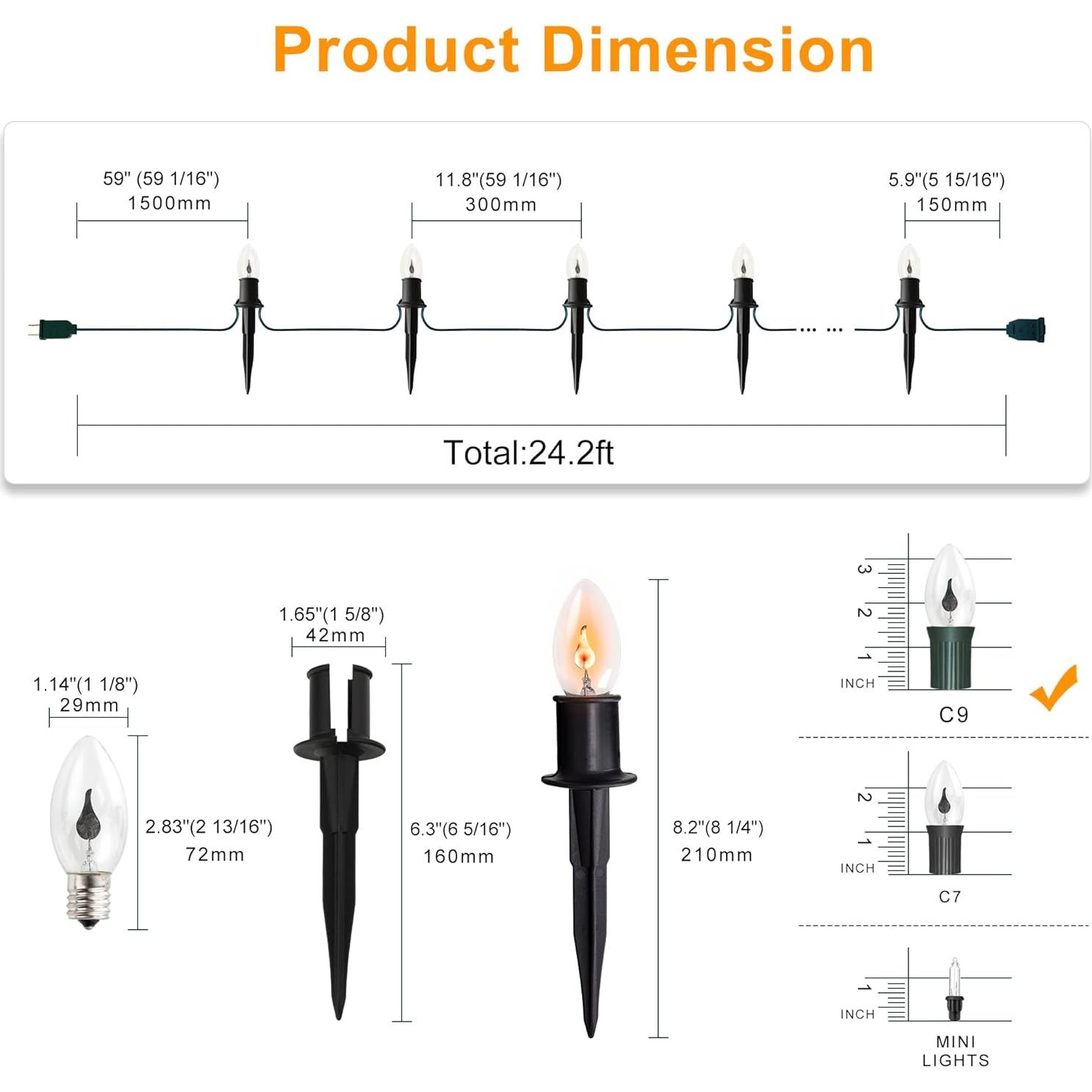 Luces de Cuerda de Llama Parpadeante C9 Beauty World 7.37m