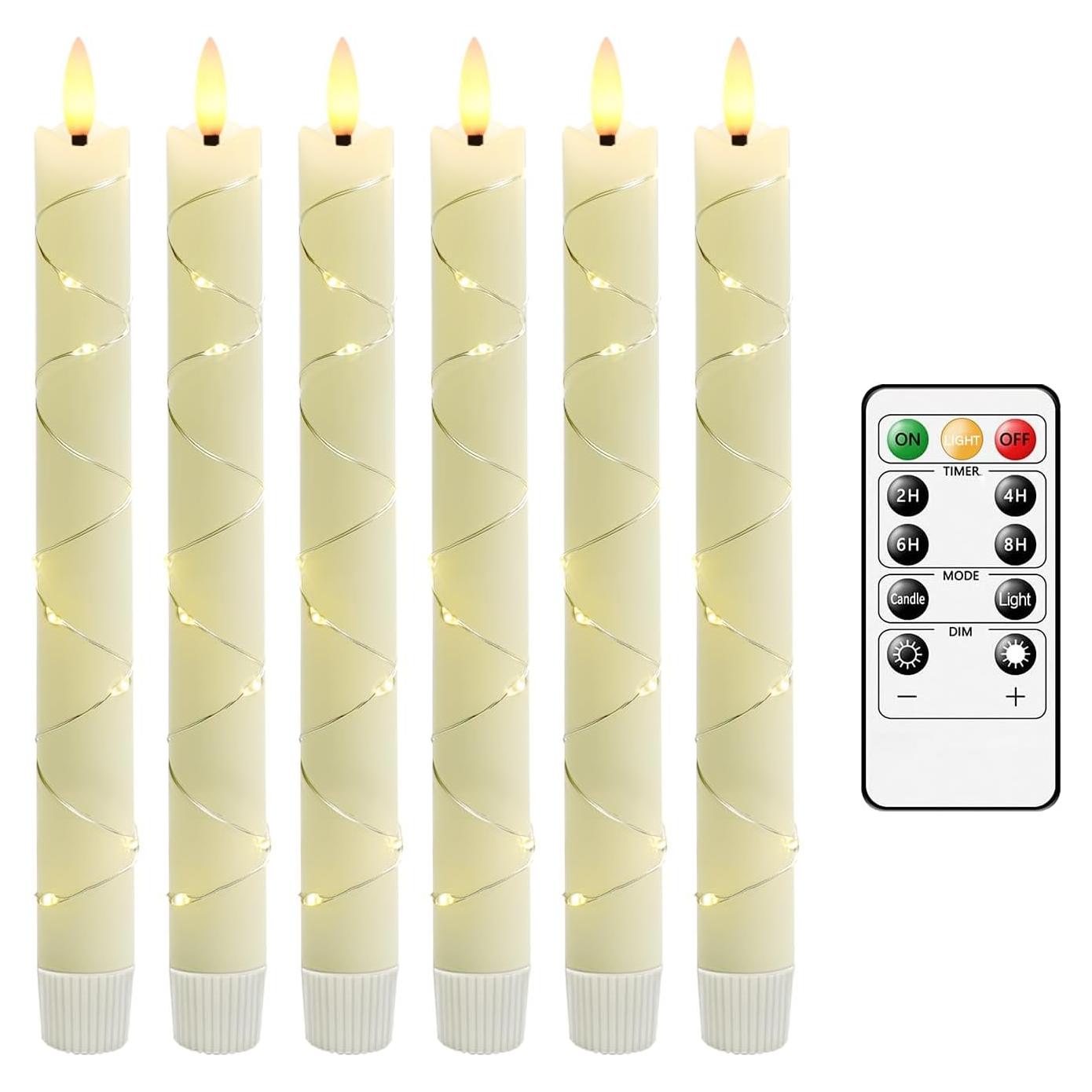 Velas LED sin llama JINYANIA con control remoto 6 piezas Marfil