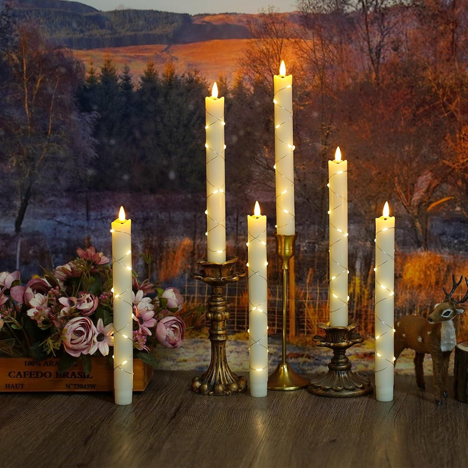 Velas LED sin llama JINYANIA con control remoto 6 piezas Marfil