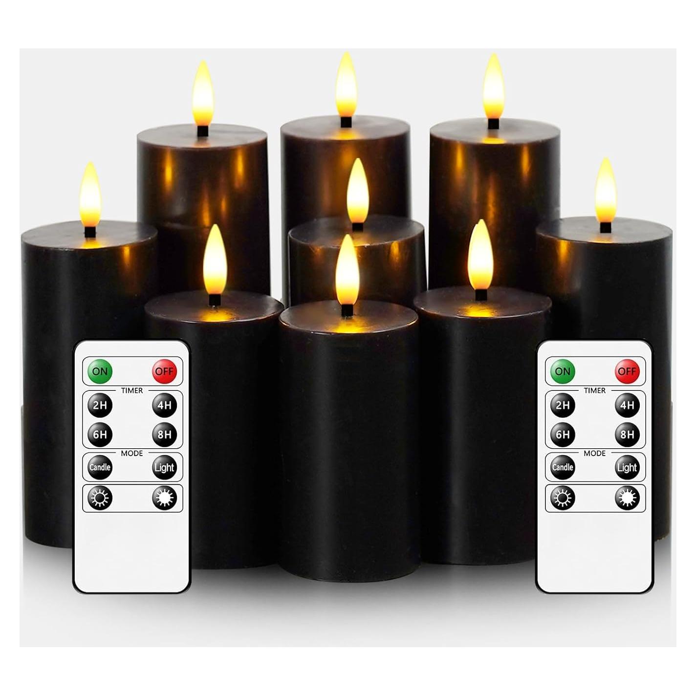 Velas LED Sin Llama JINYANIA 9 Piezas Cera Real con Control Remoto