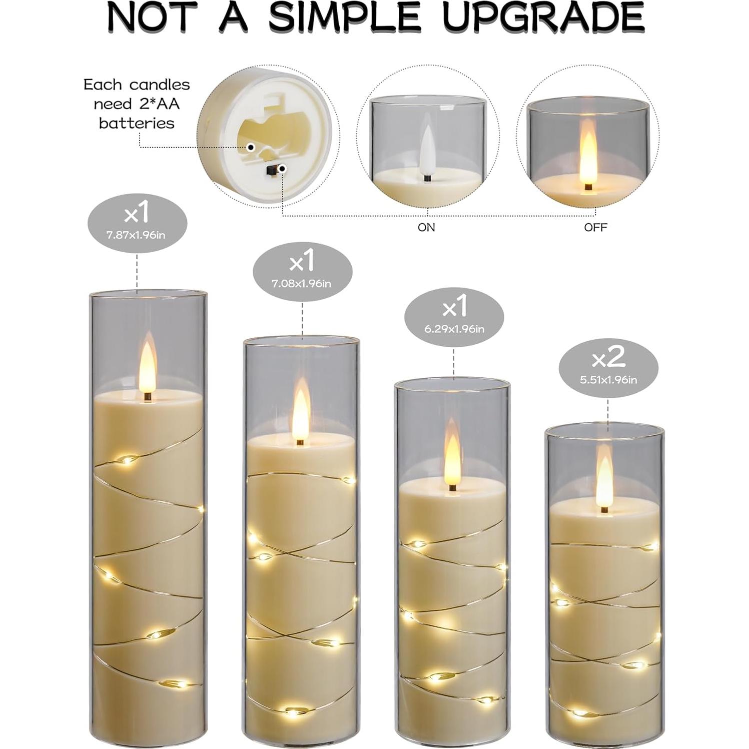 Juego de 5 Velas LED Da por con Control Remoto y Temporizador