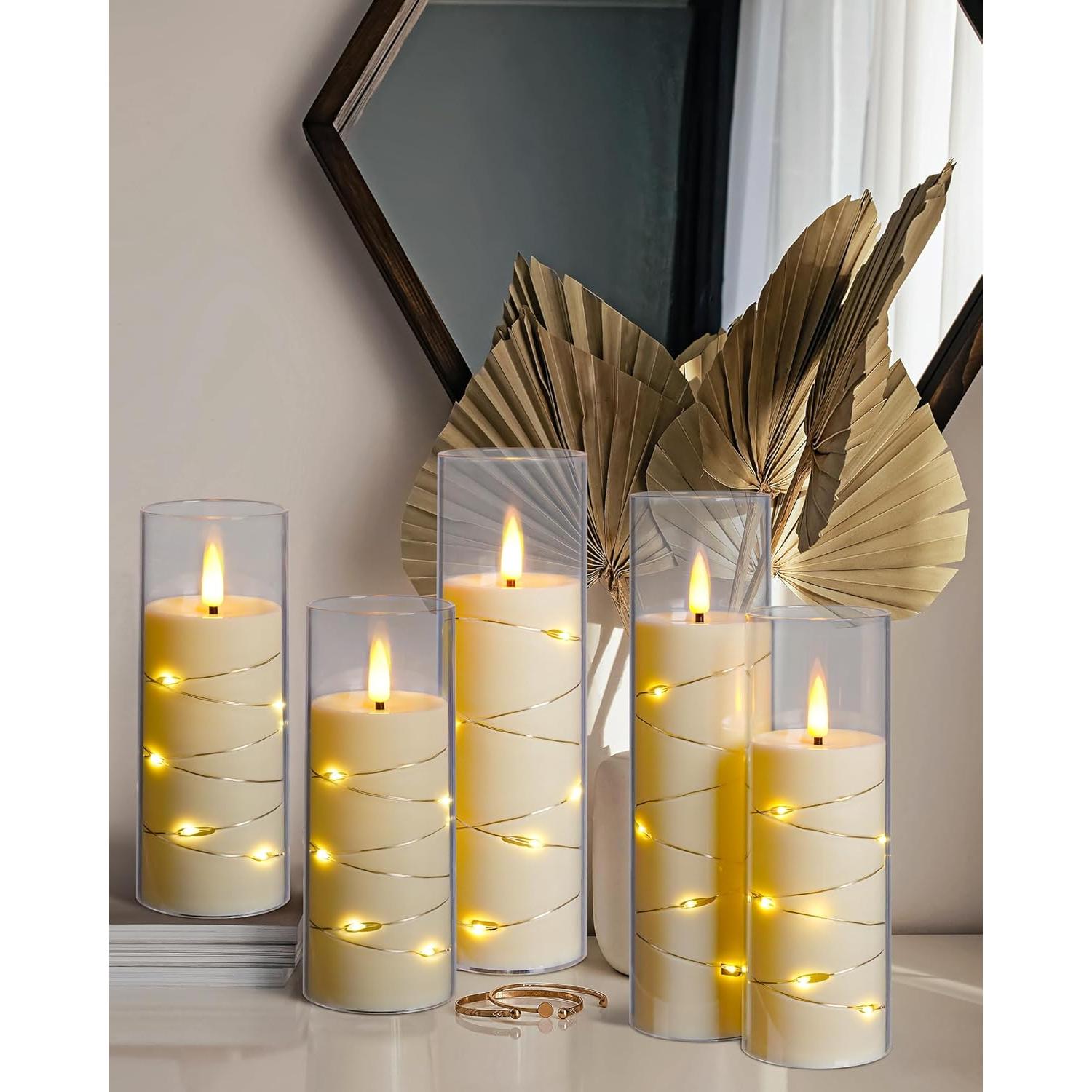 Juego de 5 Velas LED Da por con Control Remoto y Temporizador