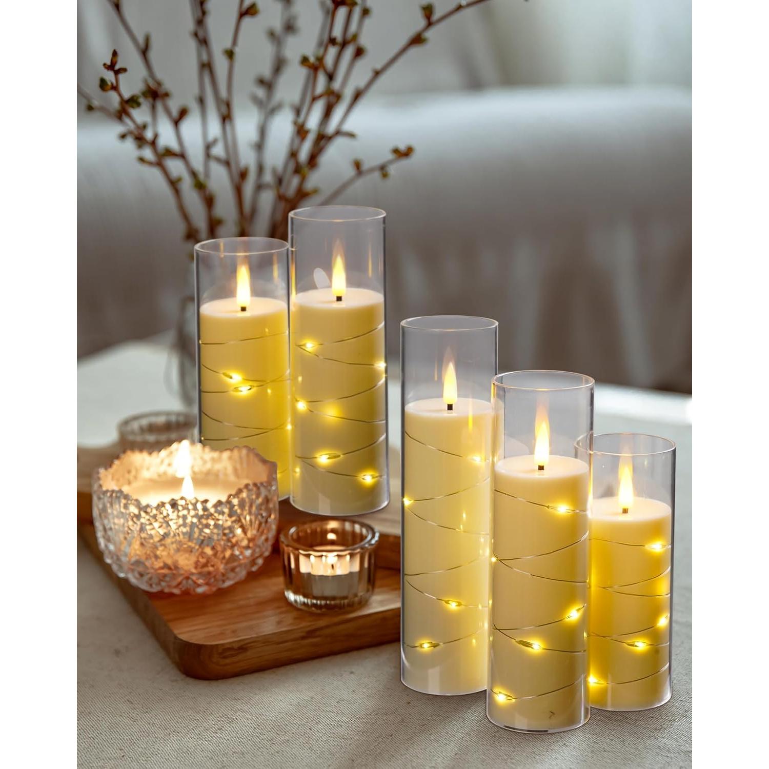 Juego de 5 Velas LED Da por con Control Remoto y Temporizador