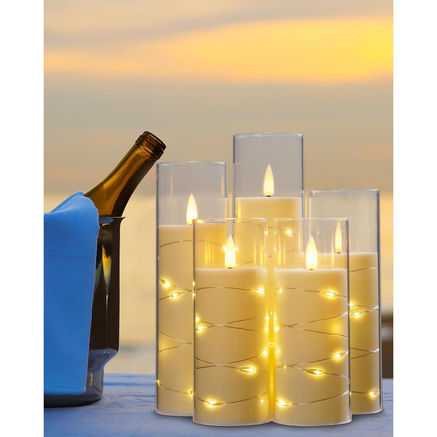 Juego de 5 Velas LED Da por con Control Remoto y Temporizador