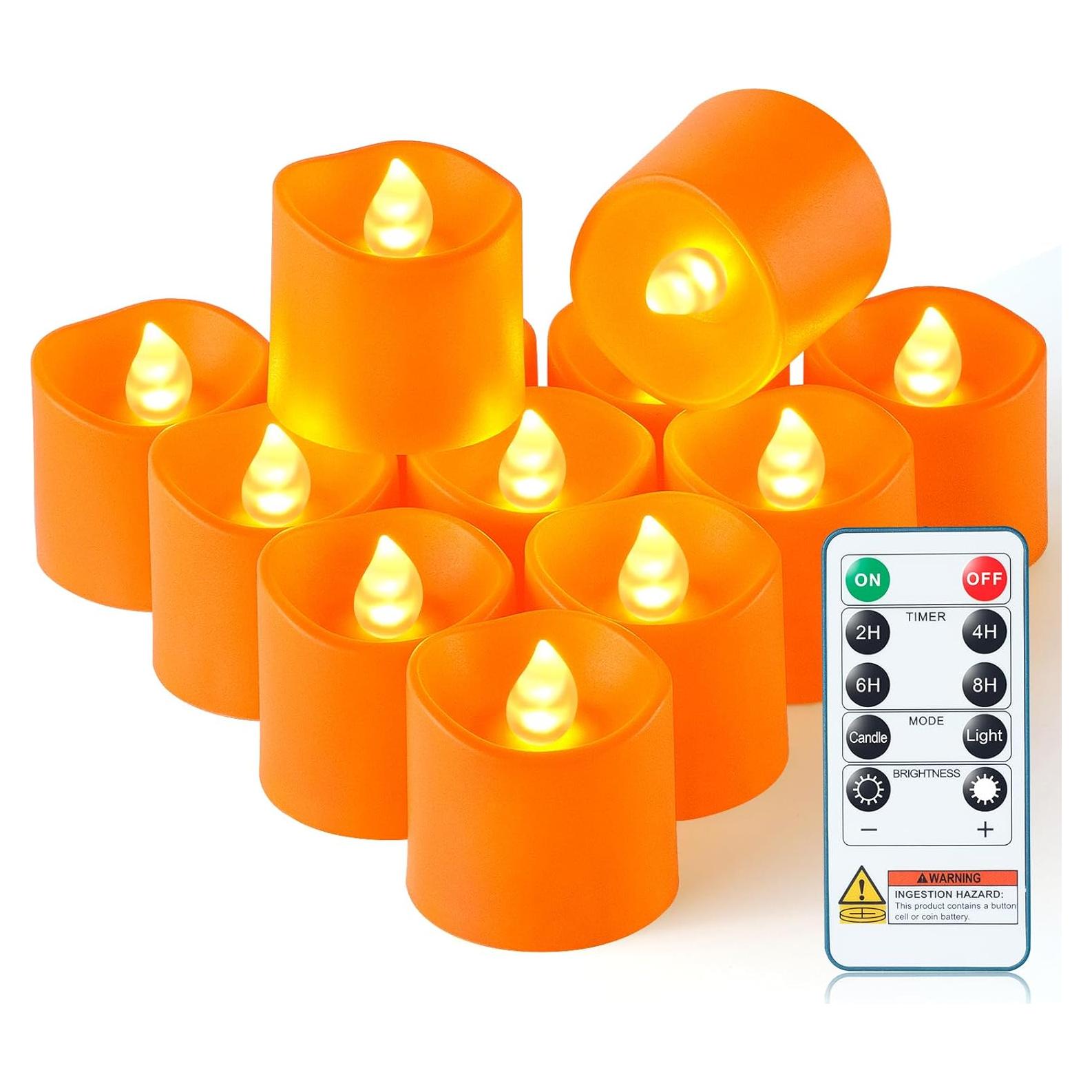 Homemory 12 Velas LED Sin Llama Naranja con Control Remoto