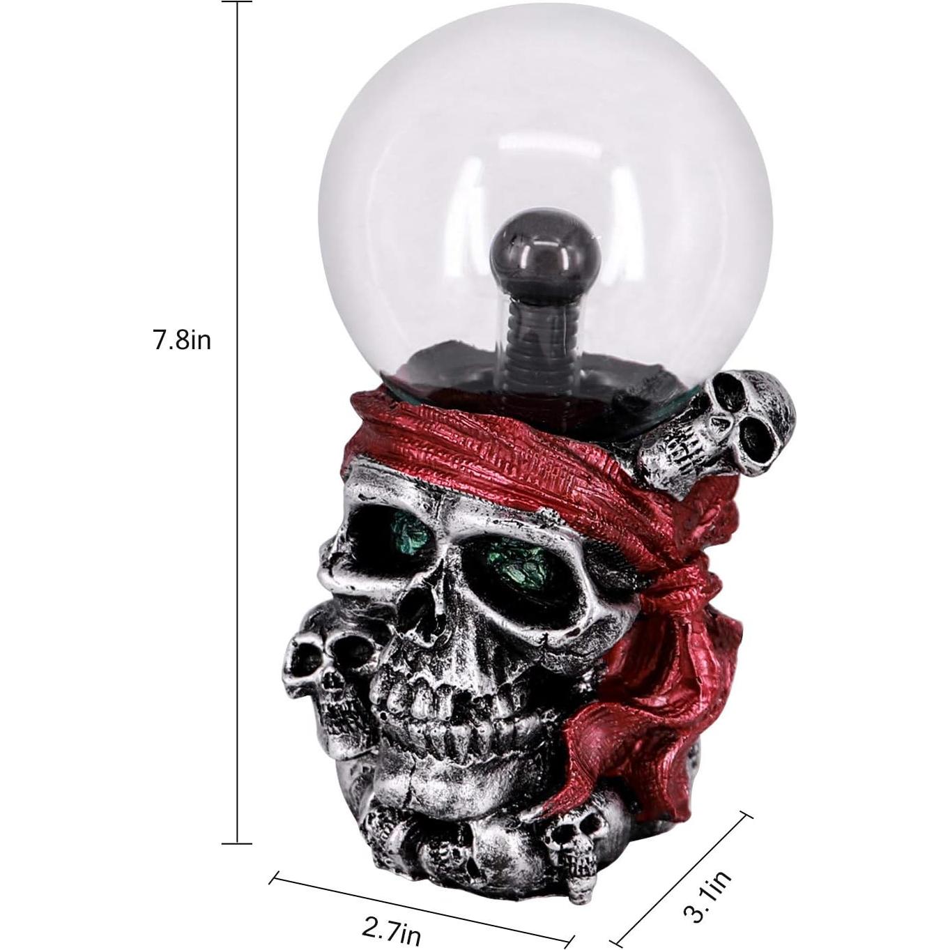 Lámpara de Plasma Táctil Calavera Pirata 19.81 cm Roja