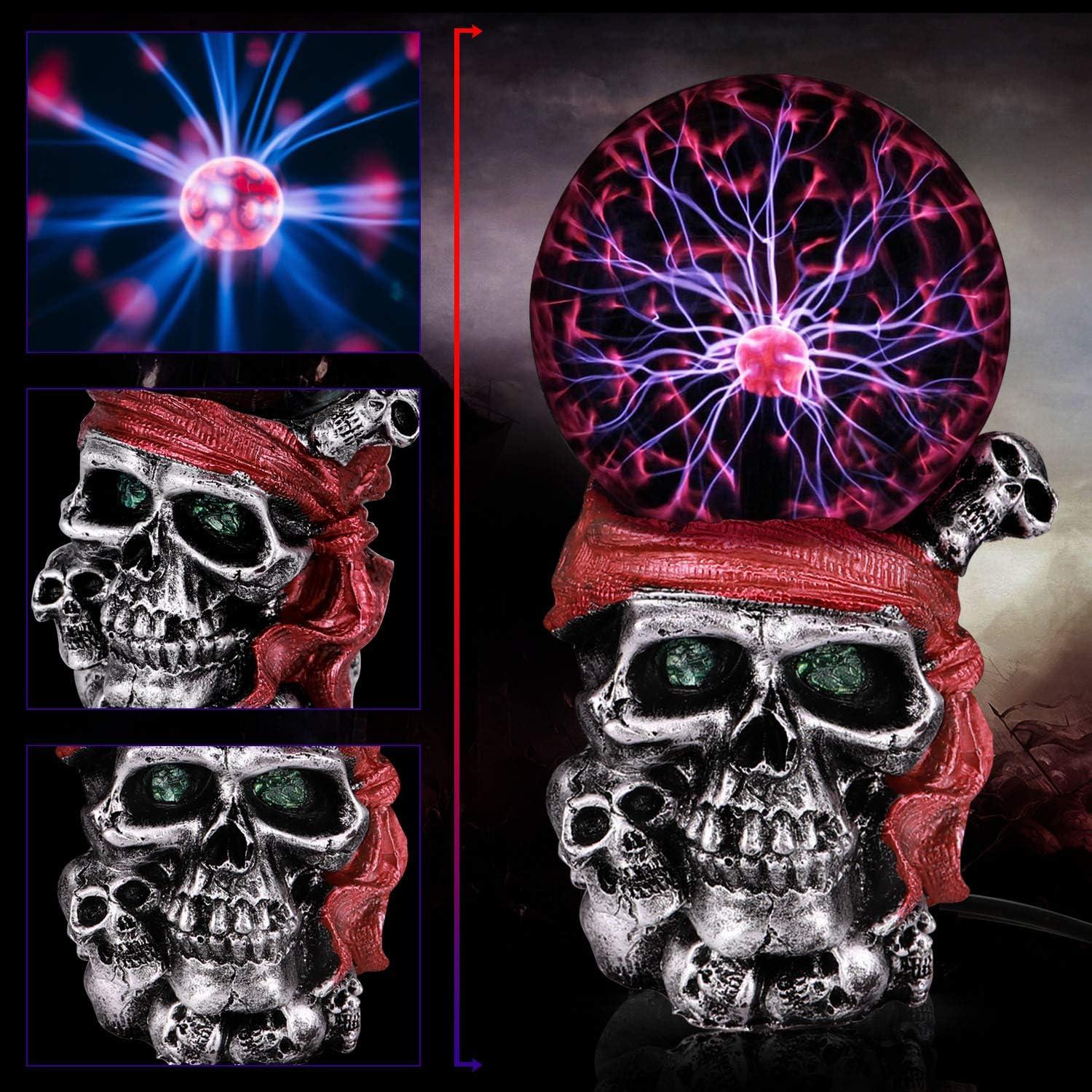 Lámpara de Plasma Táctil Calavera Pirata 19.81 cm Roja