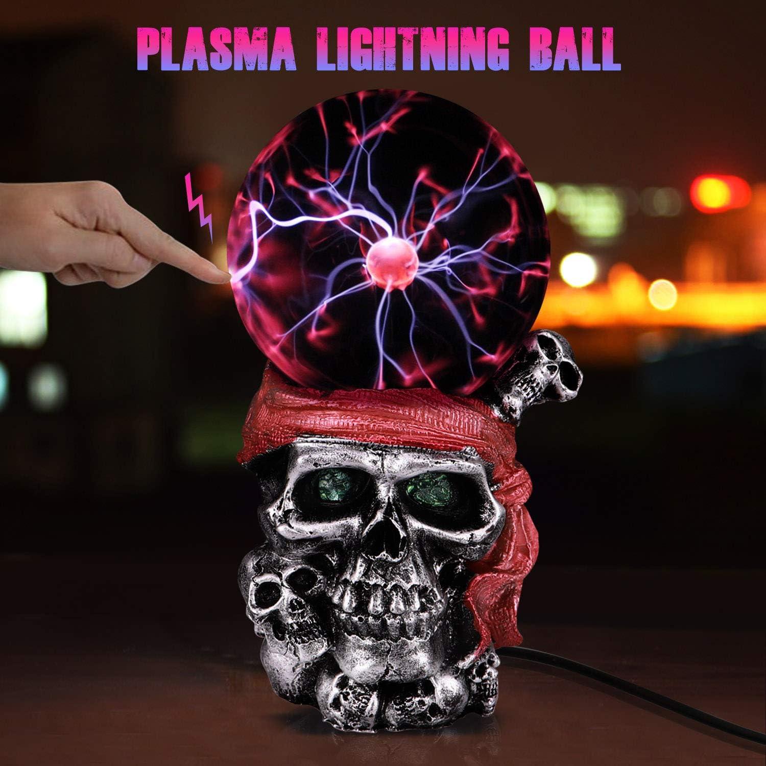 Lámpara de Plasma Táctil Calavera Pirata 19.81 cm Roja