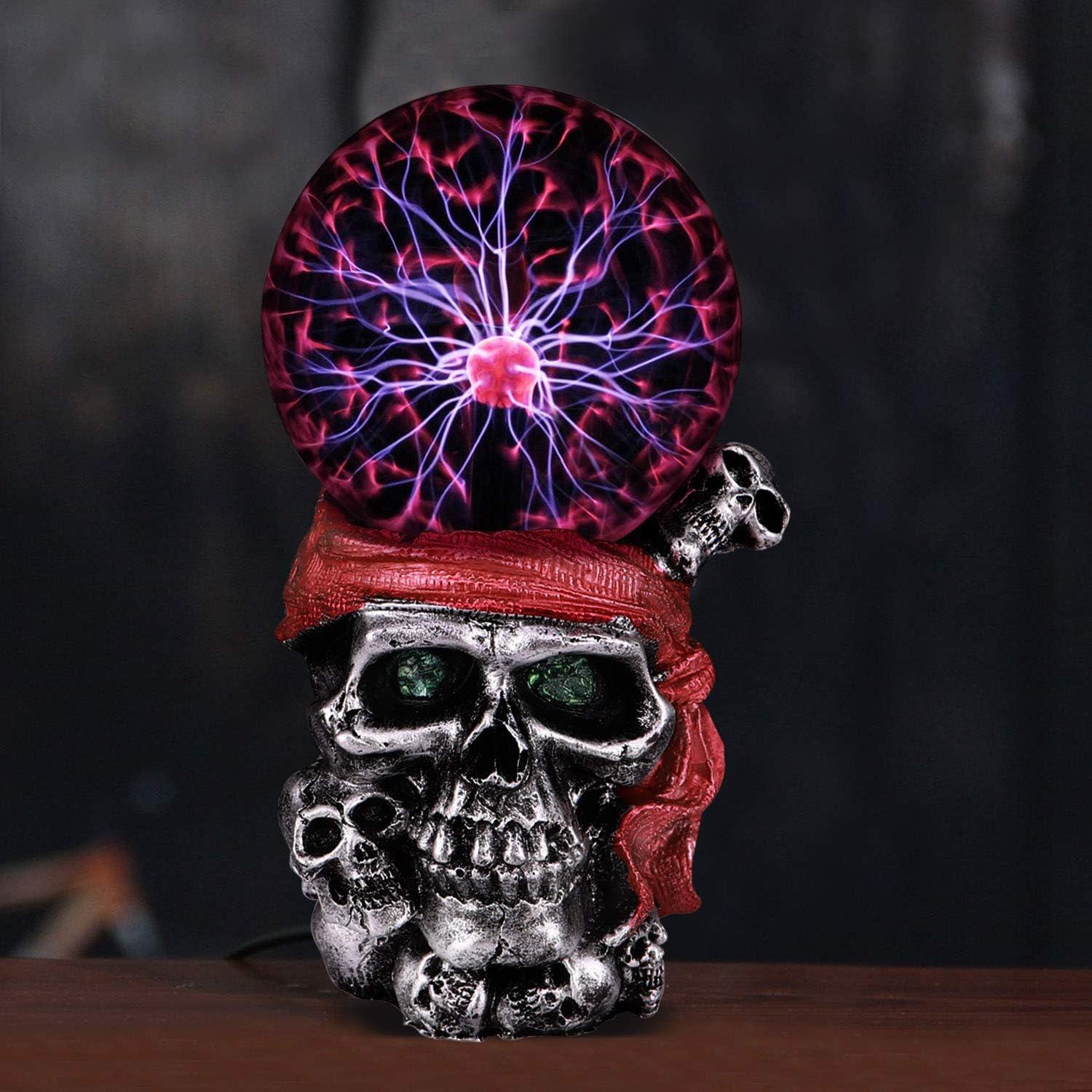Lámpara de Plasma Táctil Calavera Pirata 19.81 cm Roja