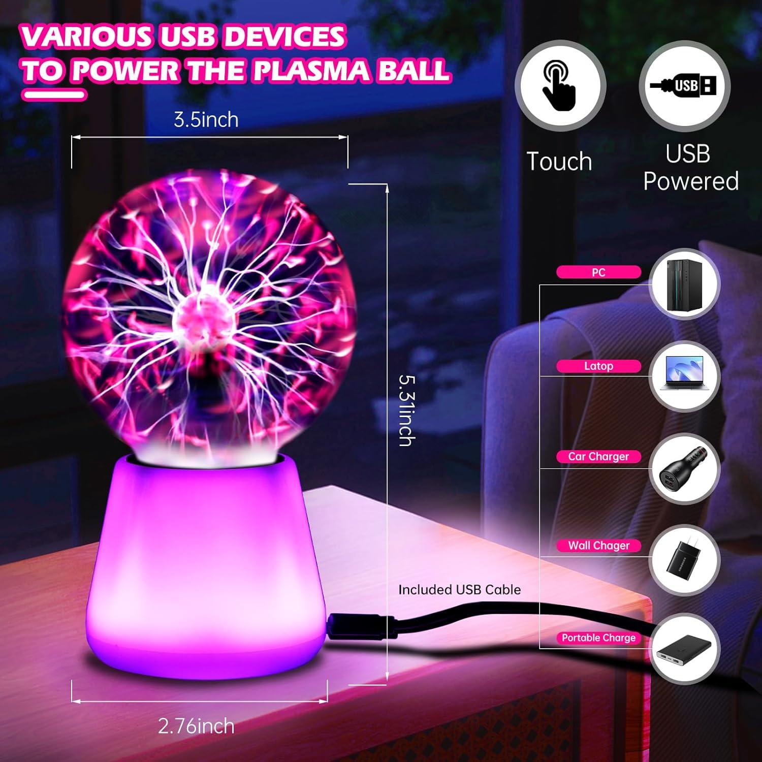 Lámpara de Plasma Interactiva Boruibyr 3 Pulgadas USB 7 Colores