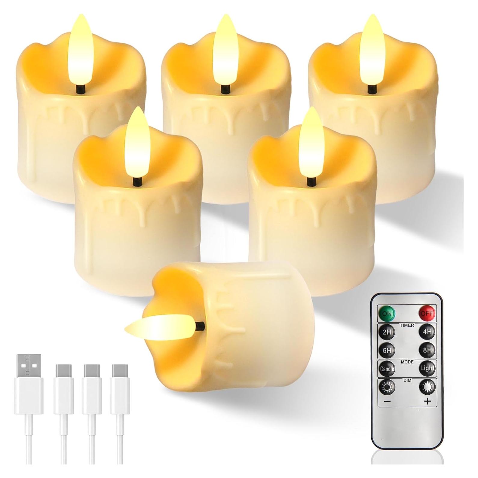 Velas de té recargables PIDZPOW con control remoto - 6 unidades
