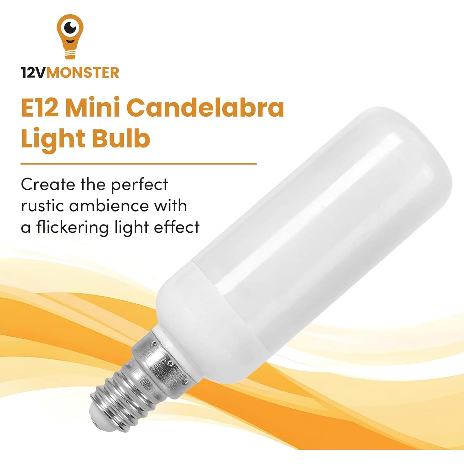 Bombilla LED E12 Efecto Llama Parpadeante 3W 110mm 120V 240V