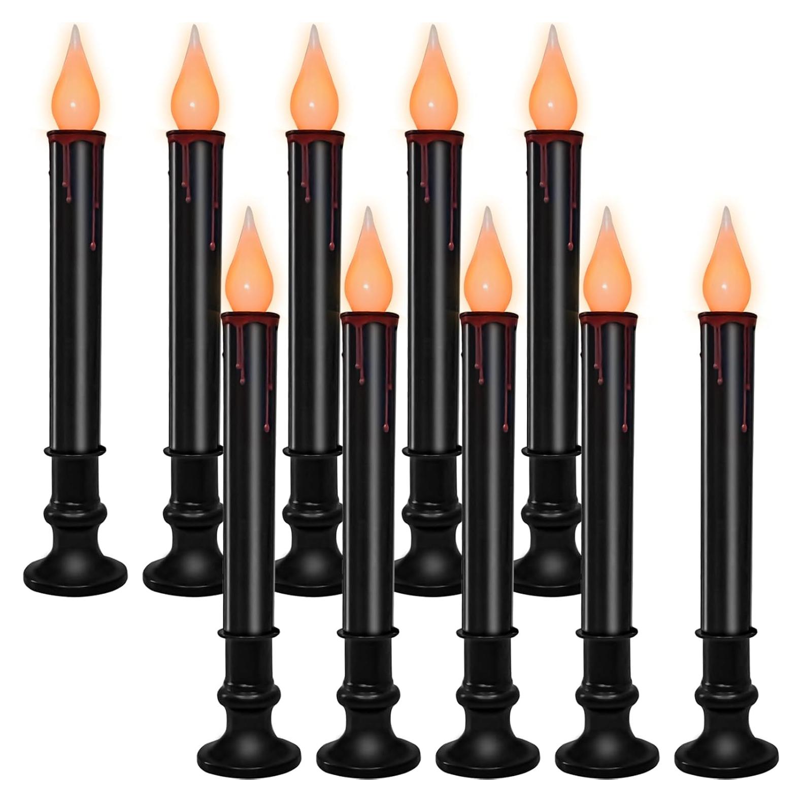 Velas LED Sin Llama 23 cm SUNSGNE - Paquete de 10 Negras