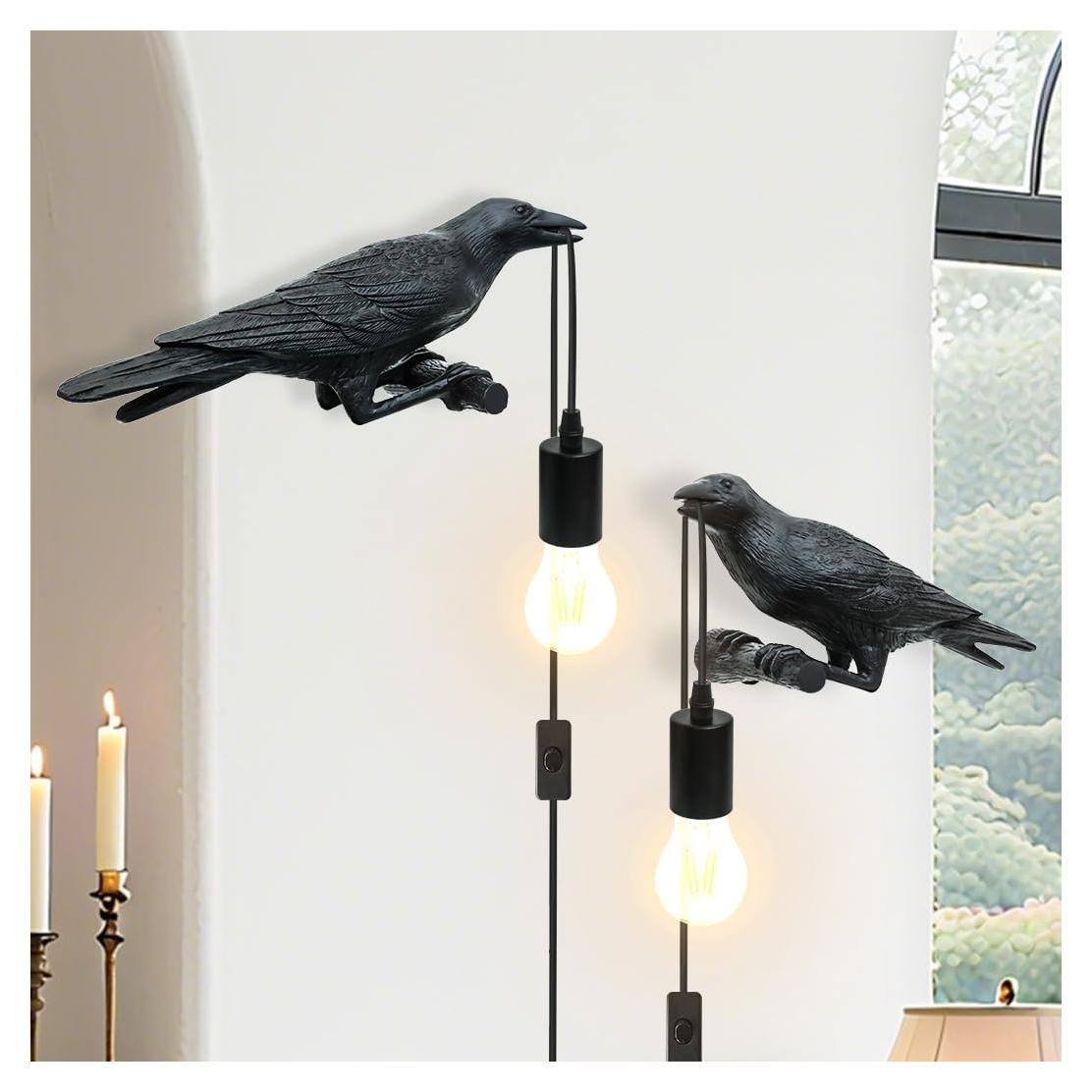 Aplique de Pared Gótico Cuervo YESINTO 30x17.5cm (Paquete de 2)