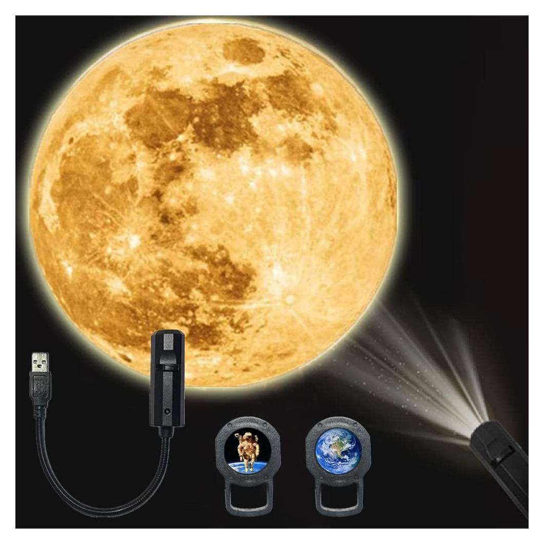 Lámpara Proyector Luna Astronauta YOWOCAL USB 360° 15cm