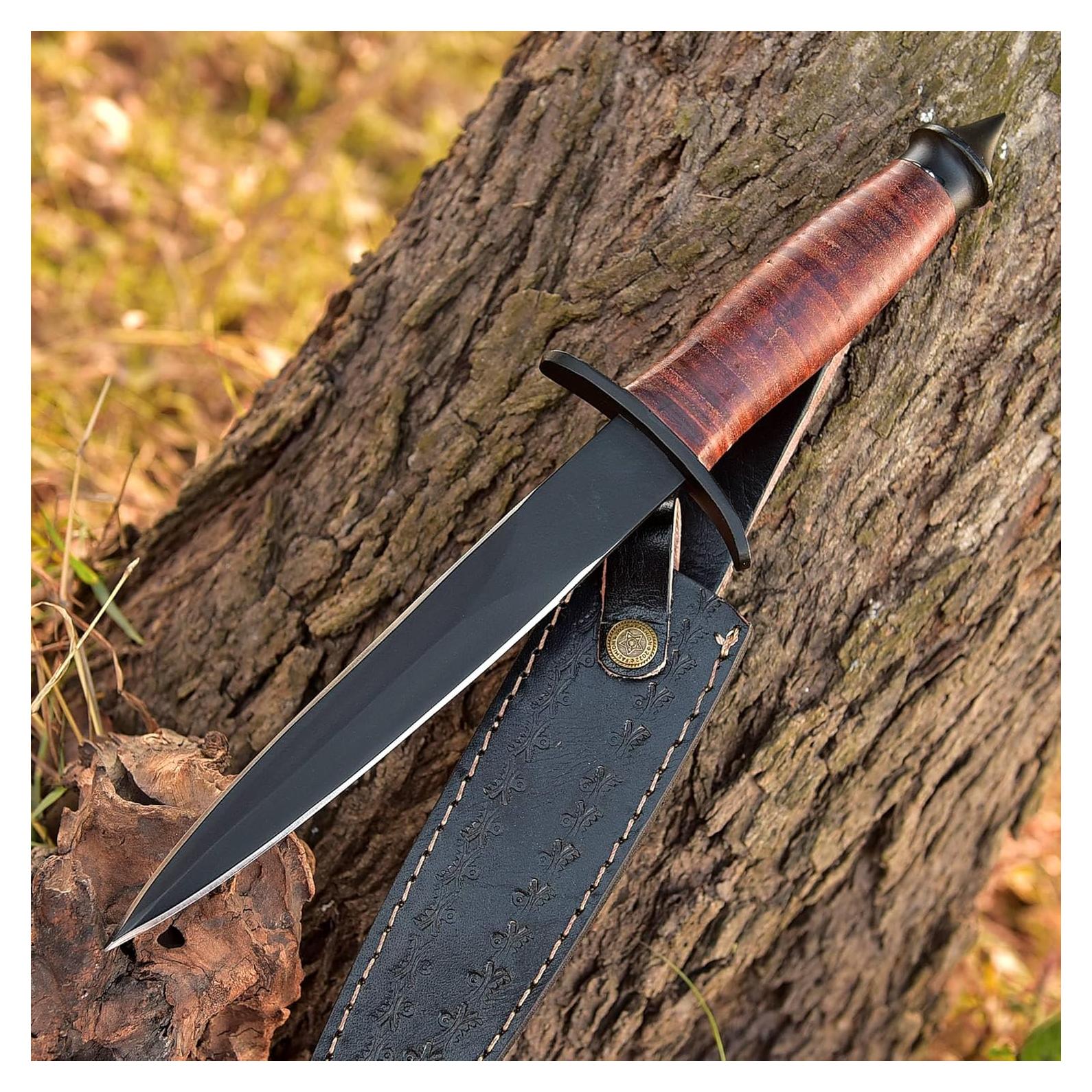 Daga Militar V42 Sykes Fairbairn AJSANITY con Funda de Cuero