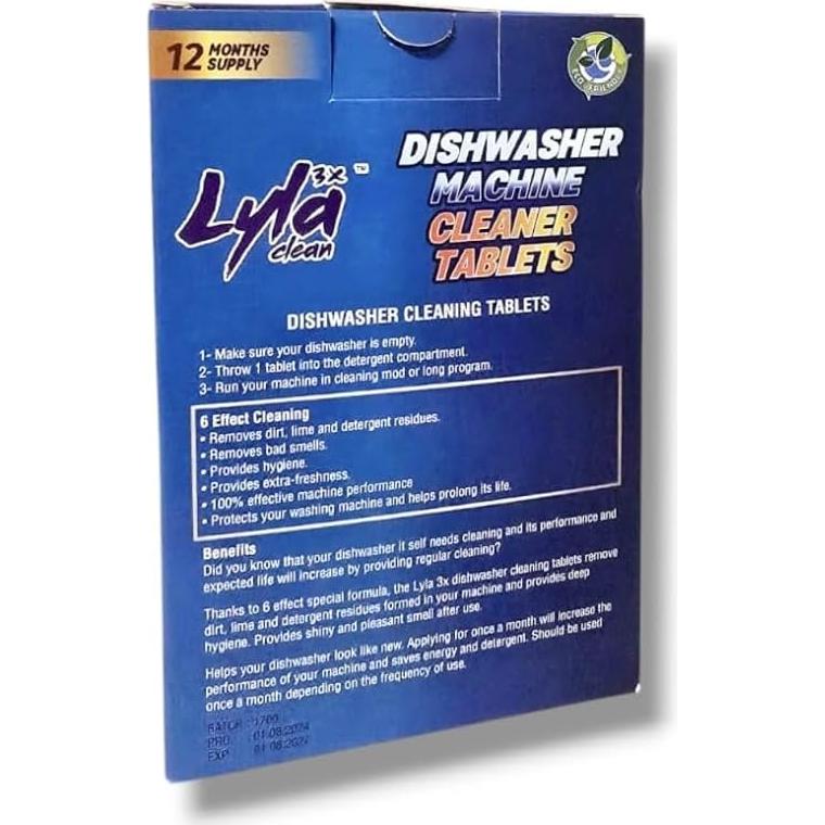 Tabletas Limpiadoras Lyla 3X para Lavavajillas, Paquete de 12