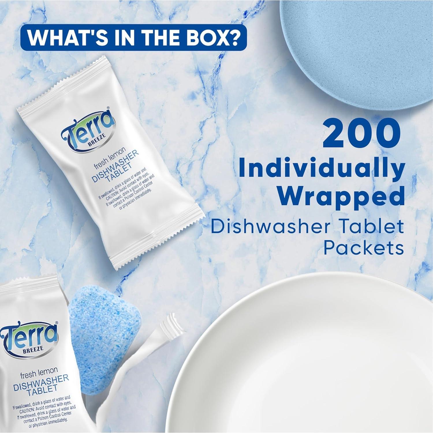 Tabletas de Lavavajillas Terra Breeze 200 Unidades Aroma Limón