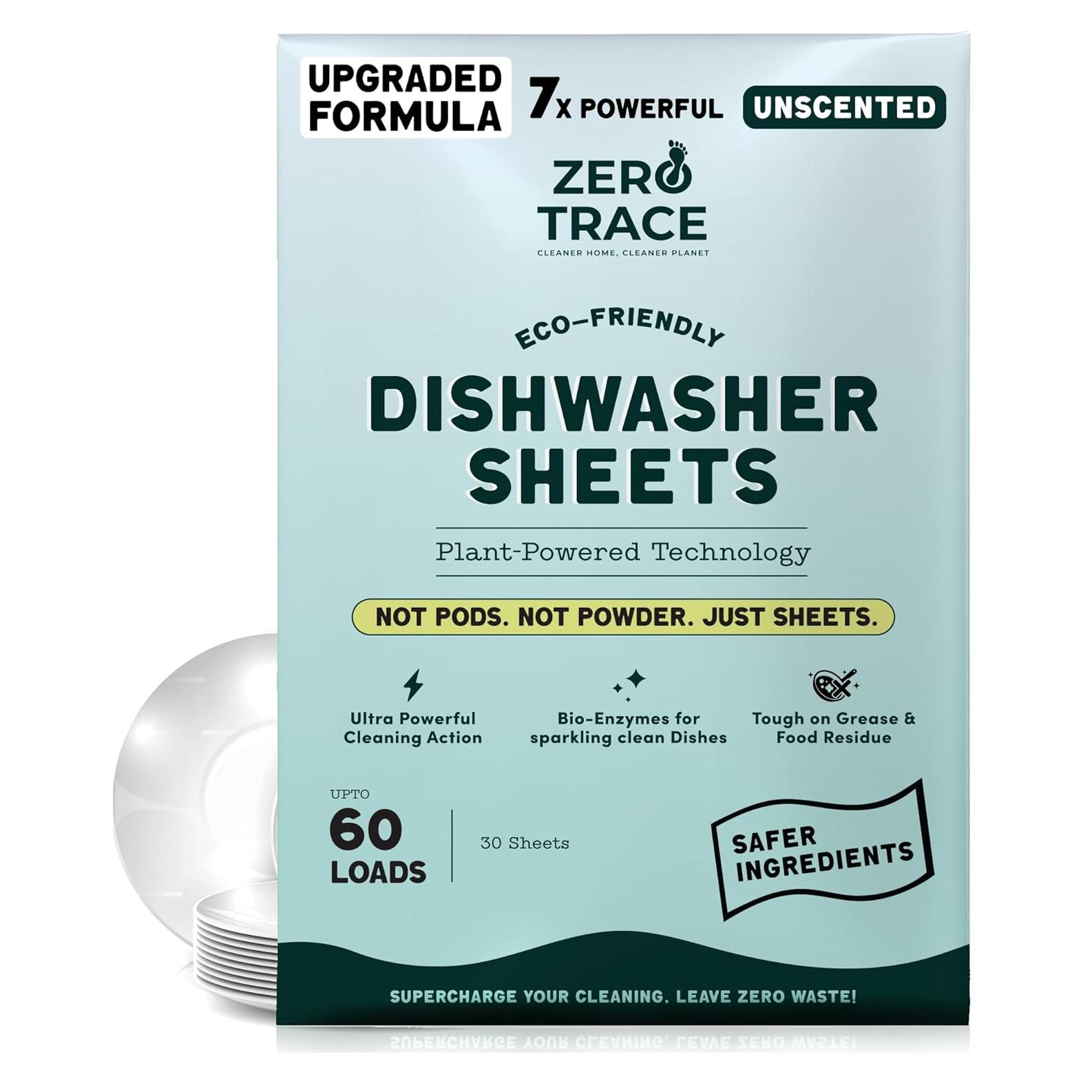 Hojas de Detergente Ecológicas Zero Trace - 60 Cargas Sin Fragancia