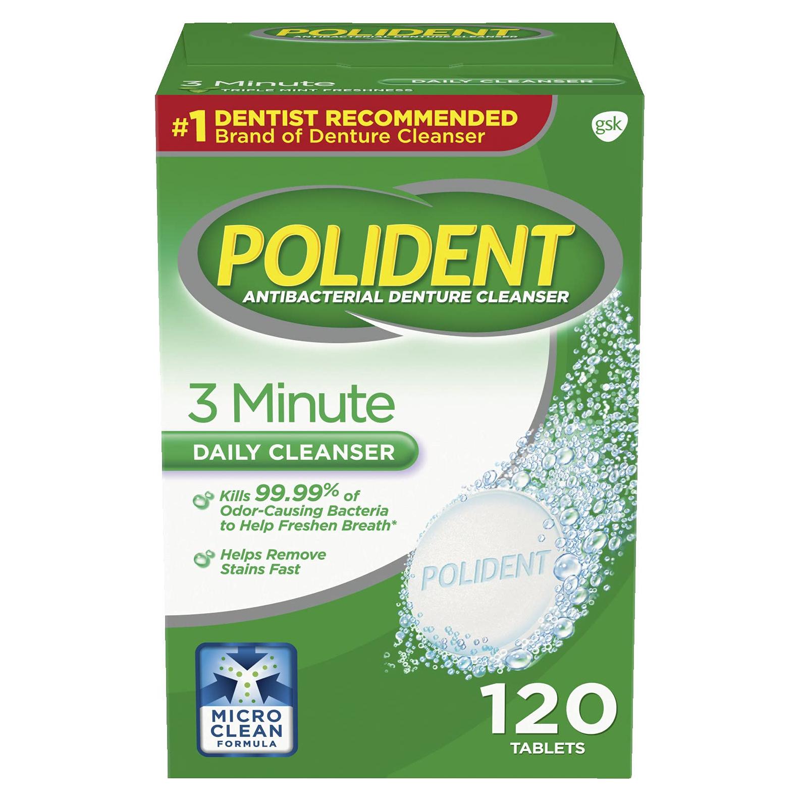 Polident Limpiador Antibacteriano de Dentaduras 120 Tabletas