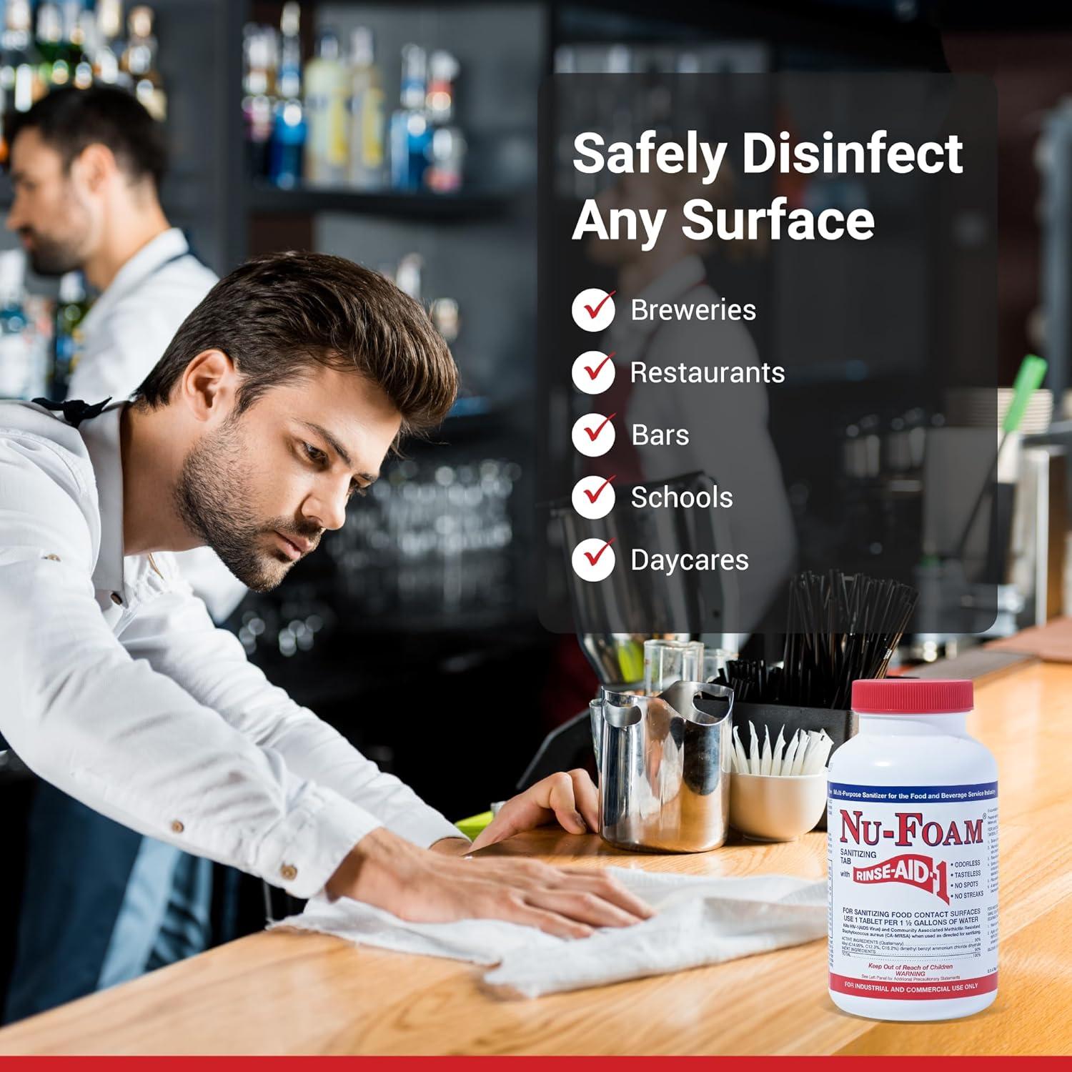 Tabletas Desinfectantes Nu-Foam para Cristalería - 100 Unidades