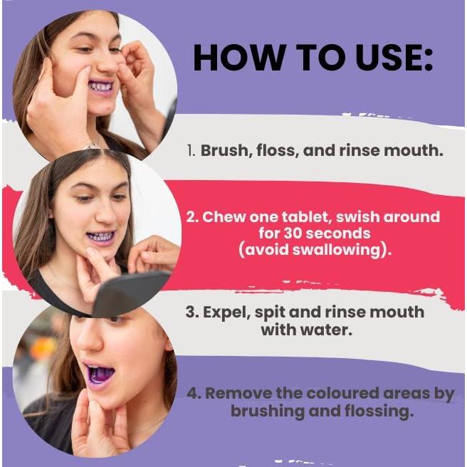 Tabletas Dentales Reveladoras Genéricas 50 Unidades Sabor Cereza