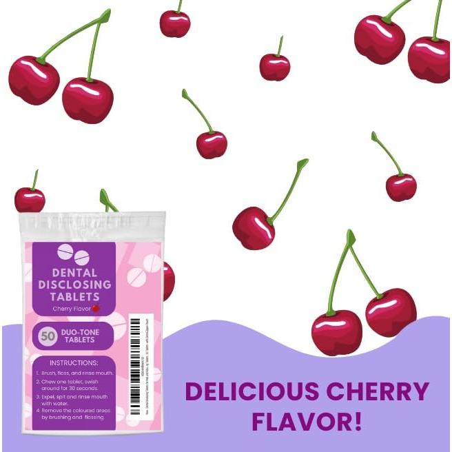Tabletas Dentales Reveladoras Genéricas 50 Unidades Sabor Cereza