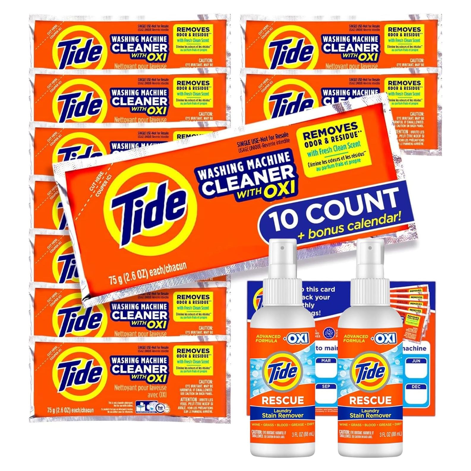 Limpiador de Lavadora Tide Oxi 10 Paquetes - Eficaz Eliminación de Olores
