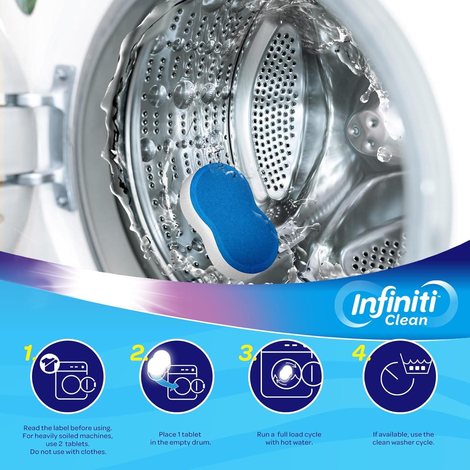 Tabletas Limpiadoras de Lavadora Infiniti Clean 24 Pzas 478g