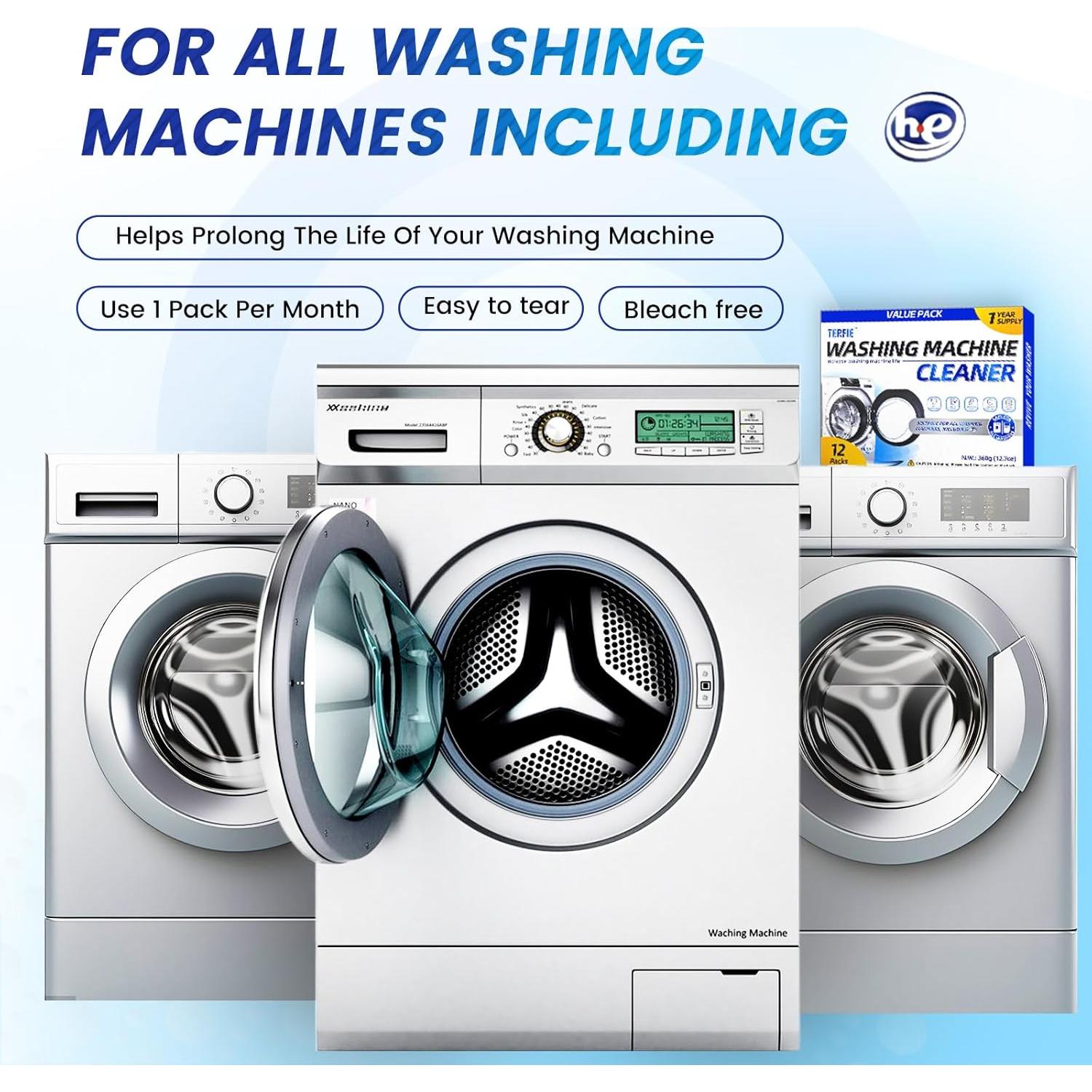 Limpiador de Lavadora en Polvo TERFIE - 12 Paquetes Ecológicos