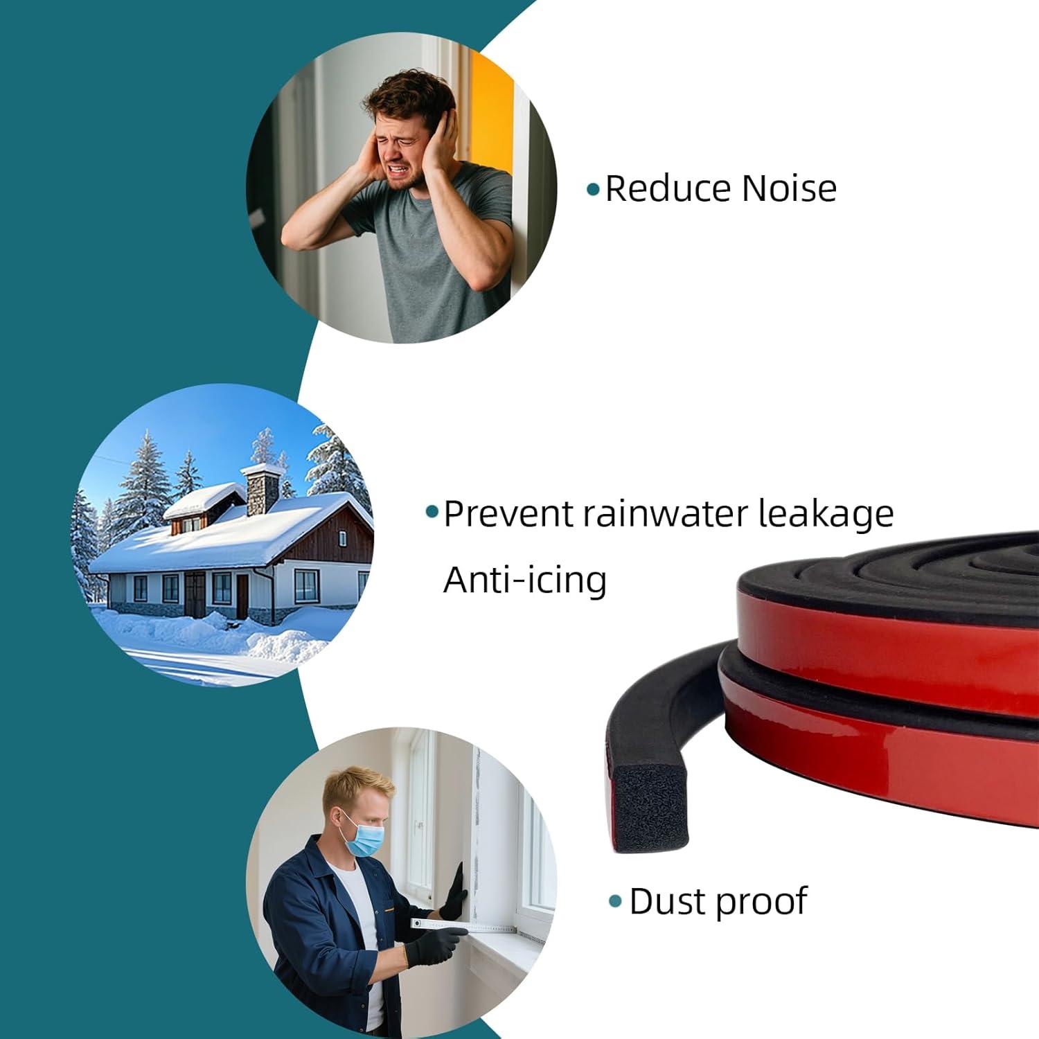 Sello de Goma EPDM Tintvent 7.92m Autoadhesivo Negro