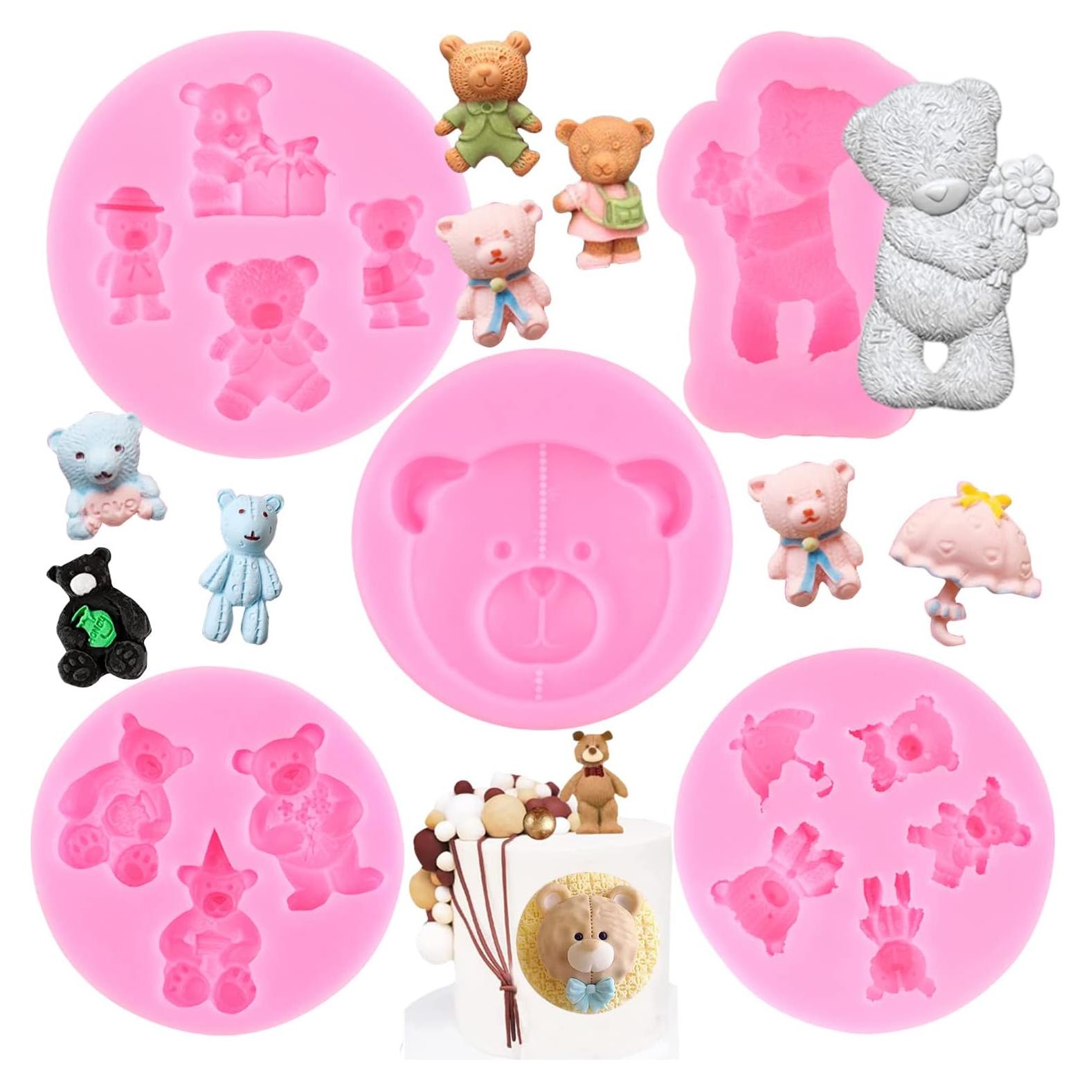 Moldes de Silicona de Oso MIYAHOUSE - 5 Piezas para Pasteles