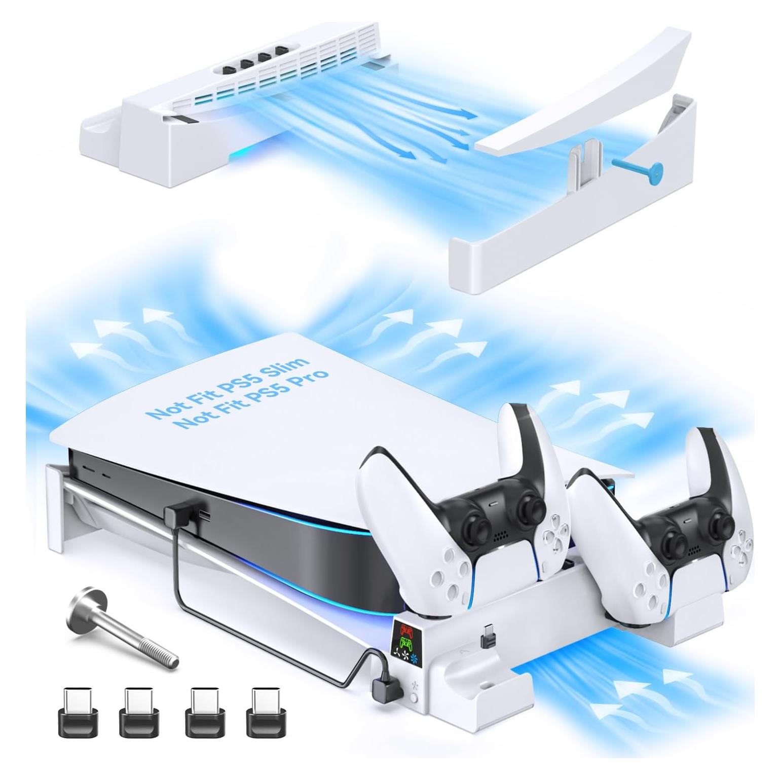 Soporte Horizontal OIVO para PS5 con Cargador Doble y Ventilador