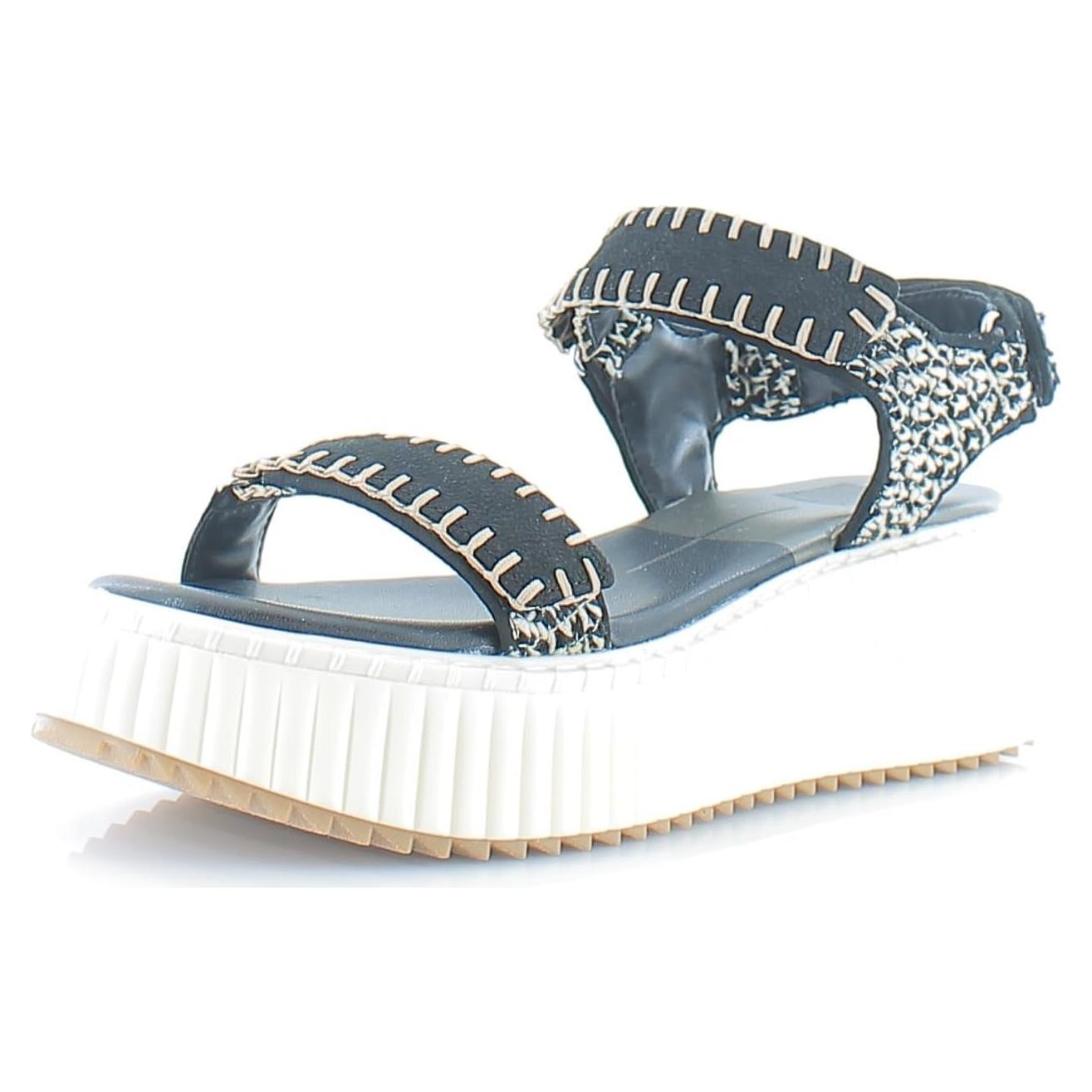 Sandalia de Velcro Dolce Vita Debra Mujeres Nubuck Negro/Blanco