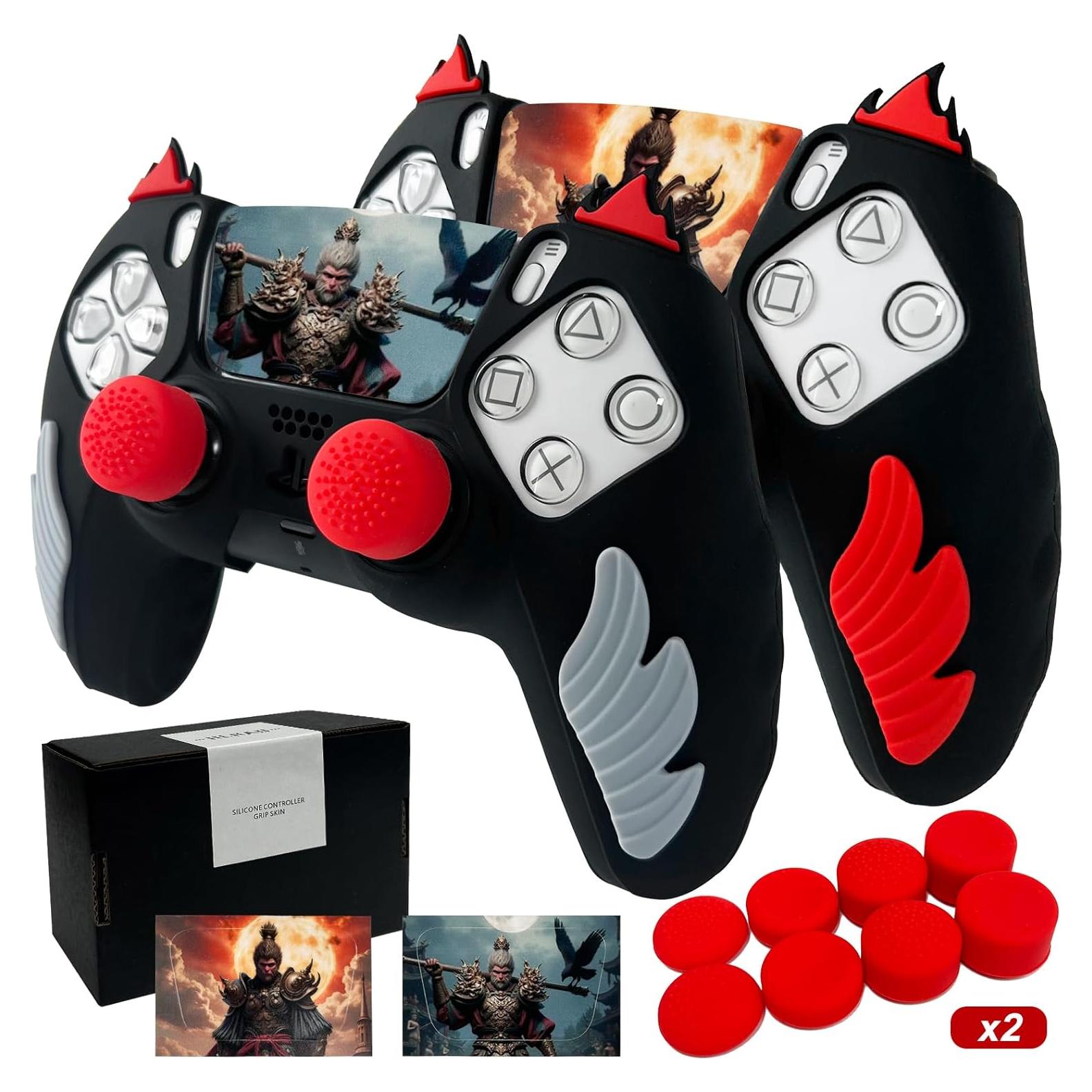 Funda Silicona Antideslizante PS5 HLRAO 2 Piezas Negro/Rojo