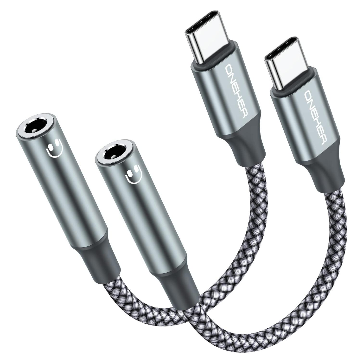Adaptador USB Tipo C a 3.5mm OneKer - Paquete de 2