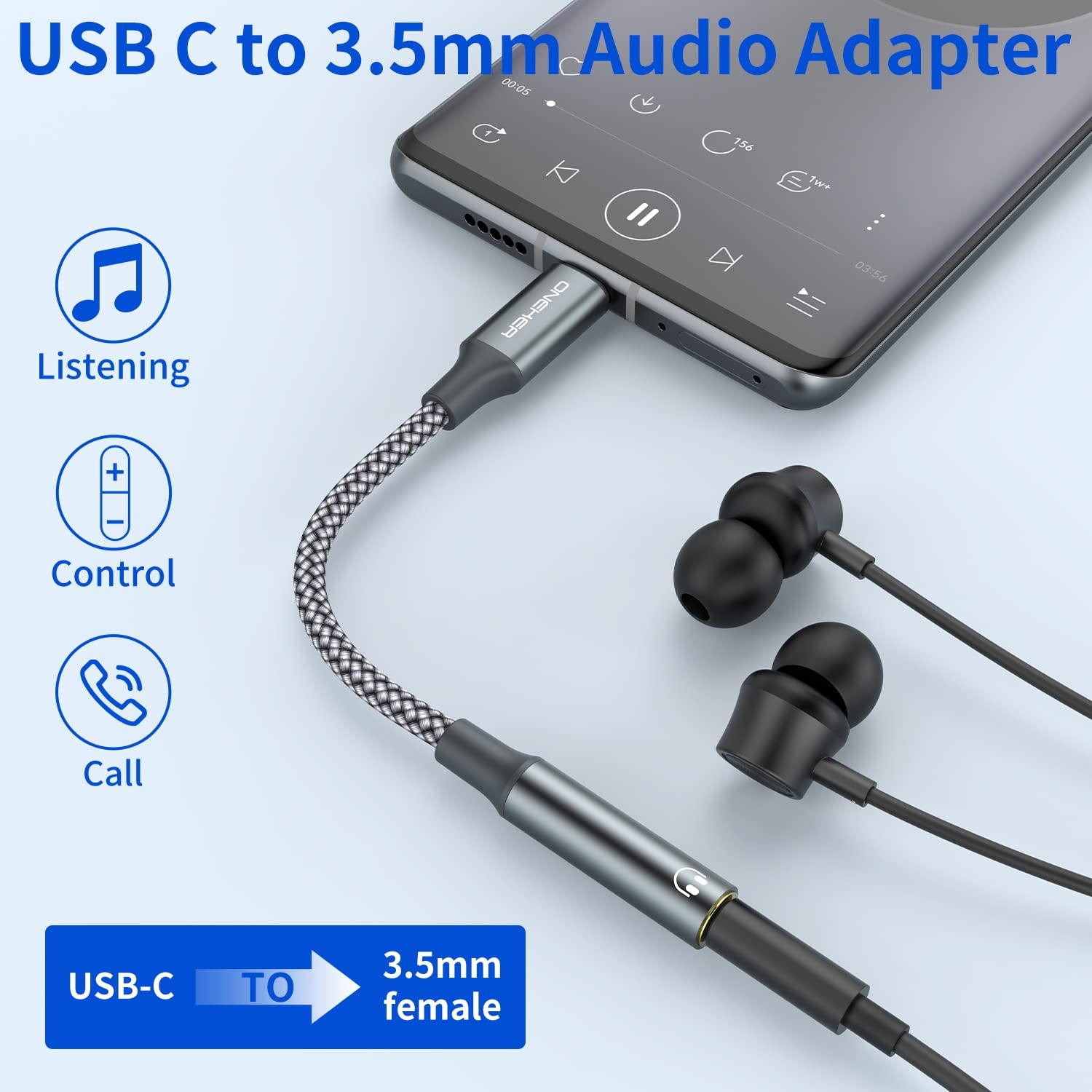 Adaptador USB Tipo C a 3.5mm OneKer - Paquete de 2