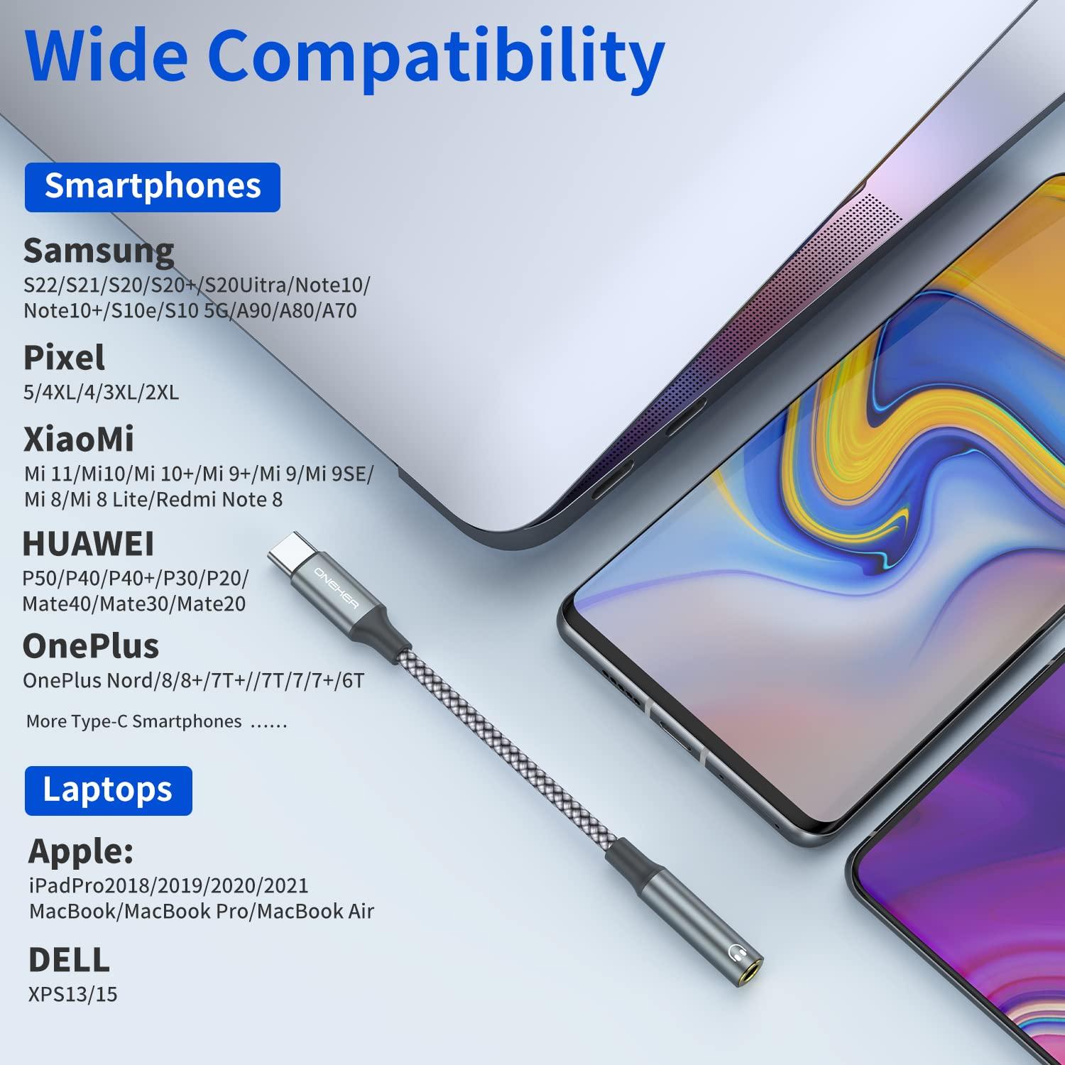 Adaptador USB Tipo C a 3.5mm OneKer - Paquete de 2