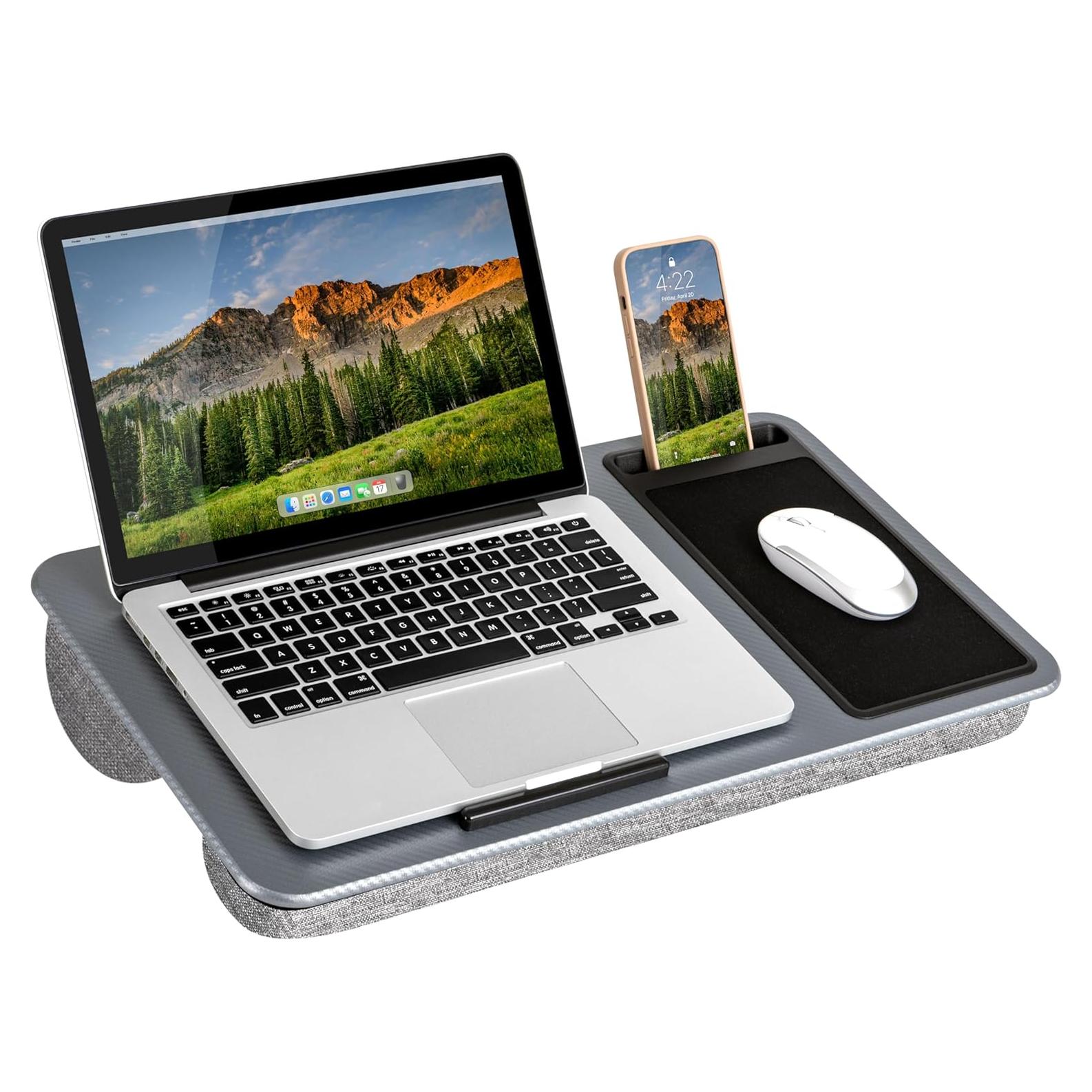 Escritorio de Regazo LapGear Carbono Plateado 53x30 cm