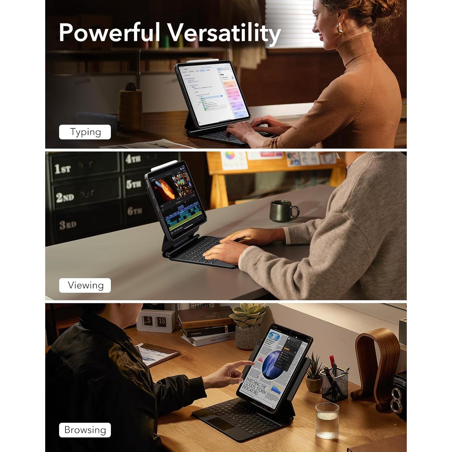 Funda Teclado ESR iPad Air 13" M3/M2 2025/2024 Negro