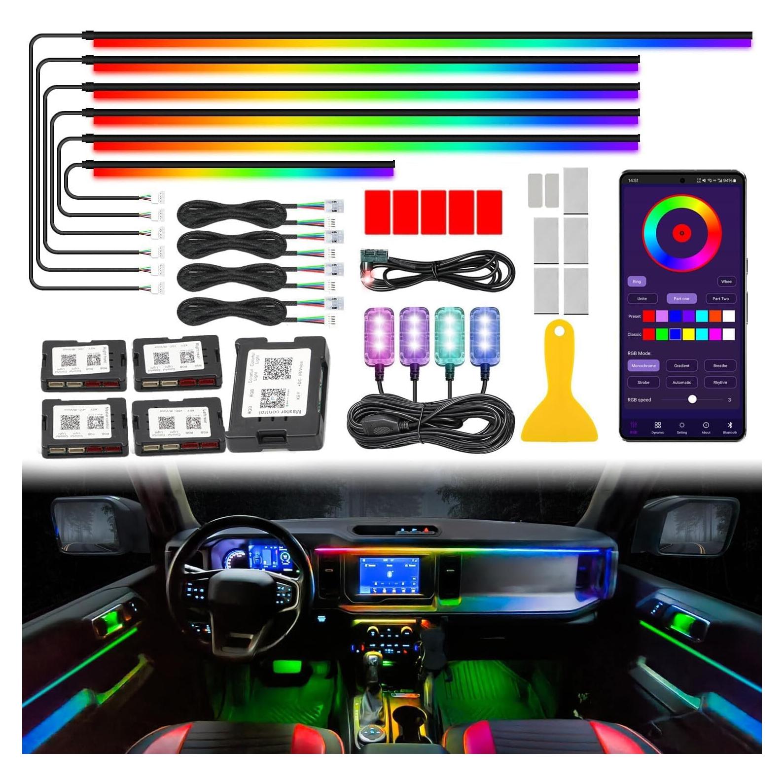 Tira de luz LED interior de coche EJ's SUPER CAR 10 en 1