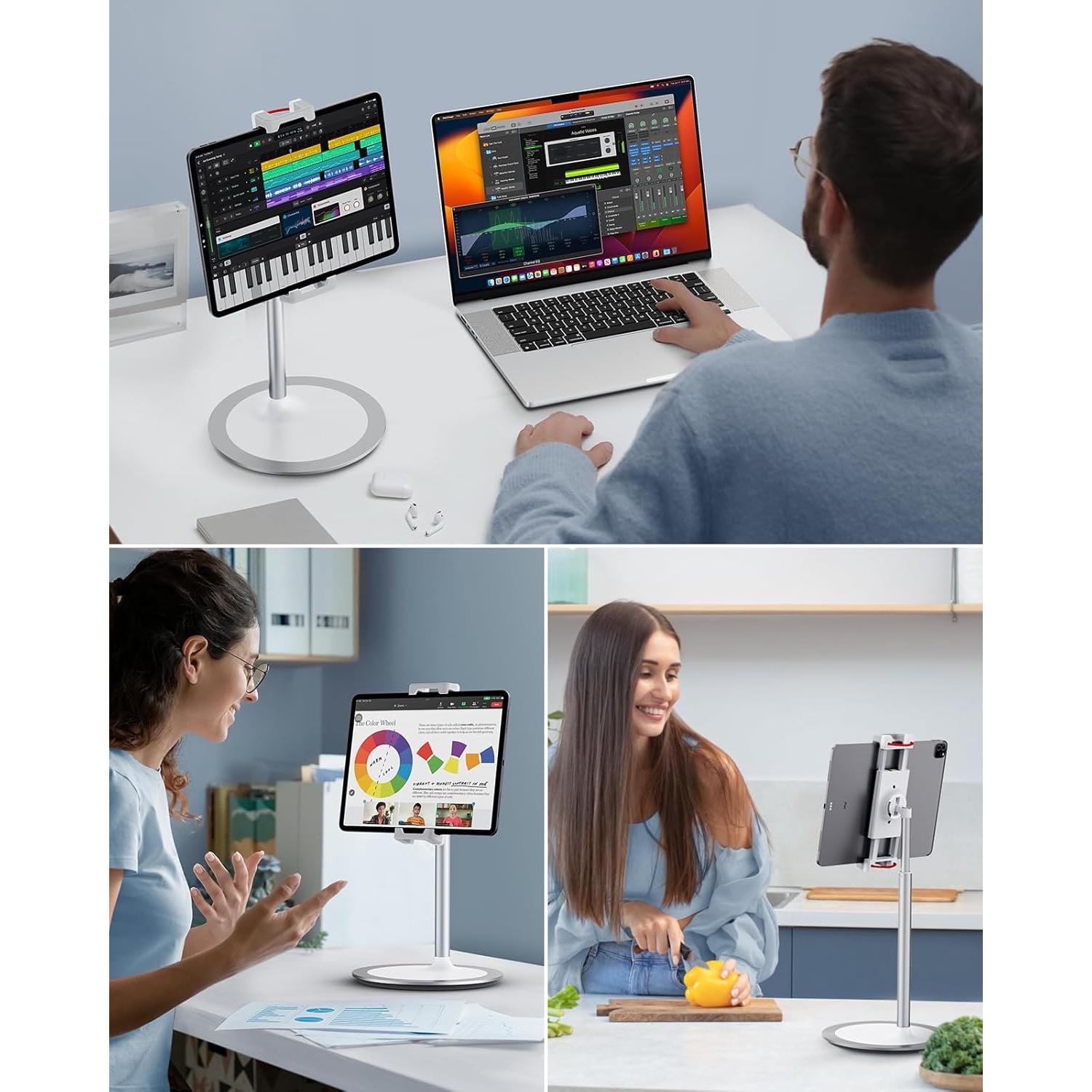 Soporte Ajustable para Tableta SAIJI S3E-S, Aluminio Plata