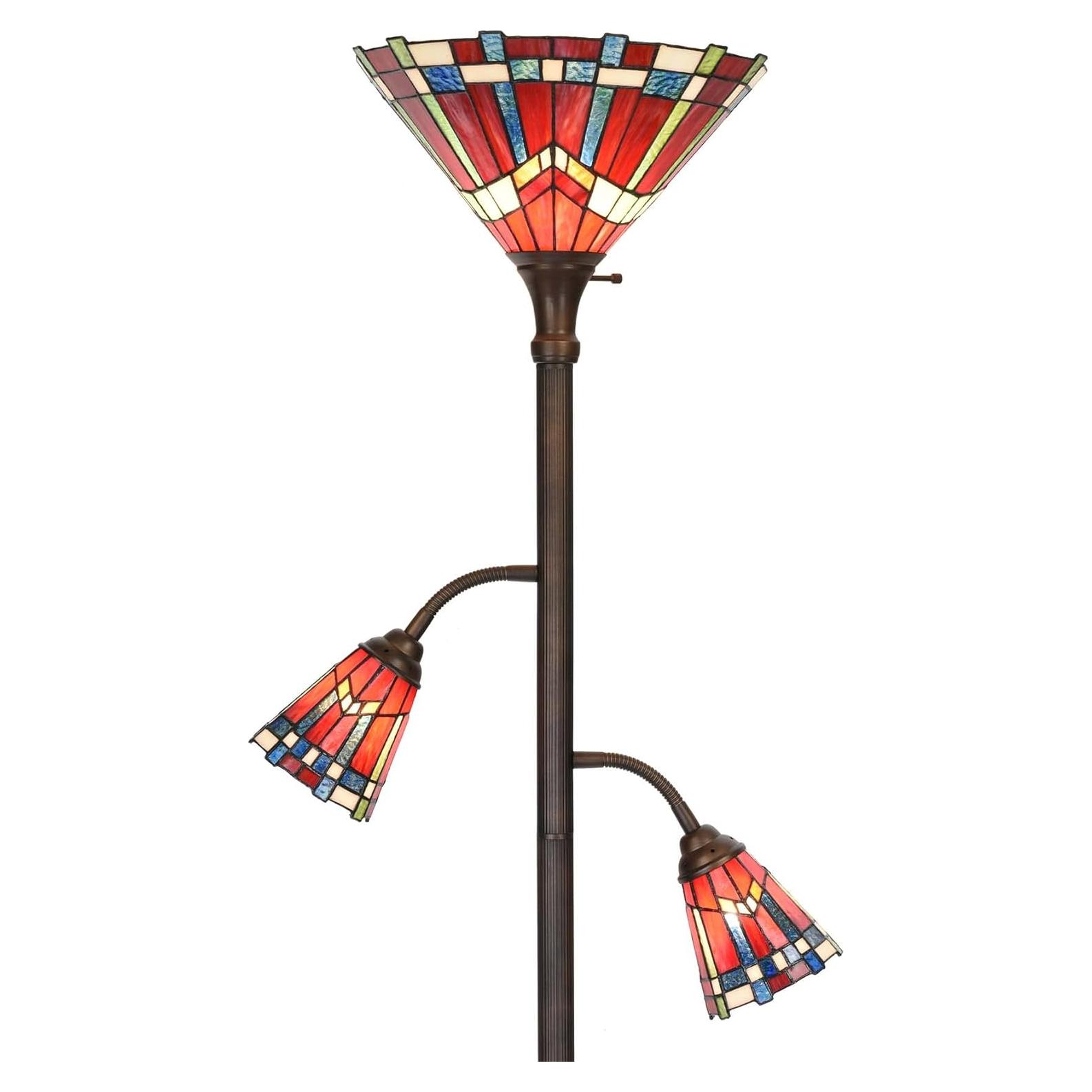 Lámpara de Pie Tiffany Bieye Misi&oacute;n 3 Luces 178 cm Vidrio Templado