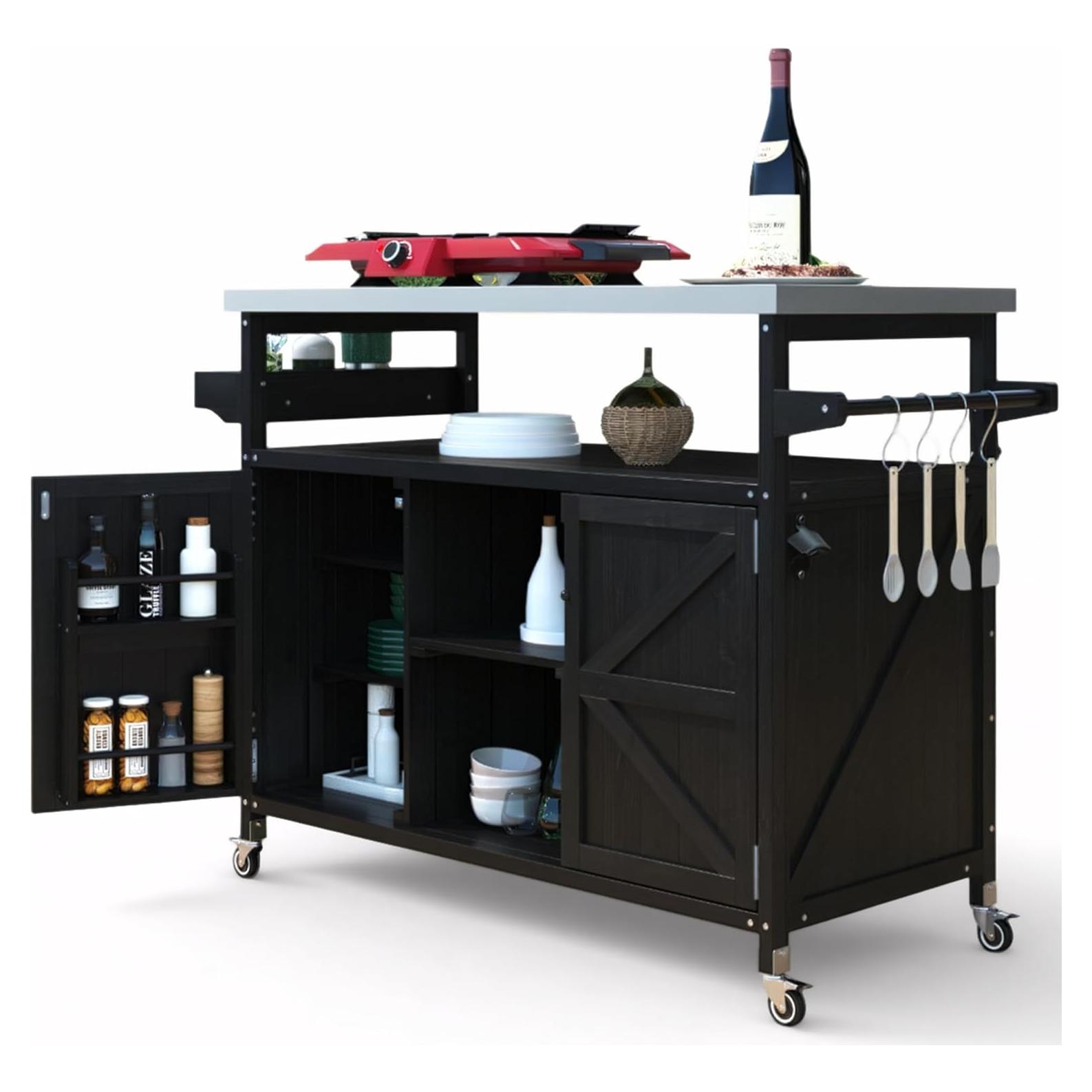 Isla de Cocina Exterior Andehomy Carrito de Bar Móvil 127.6 cm