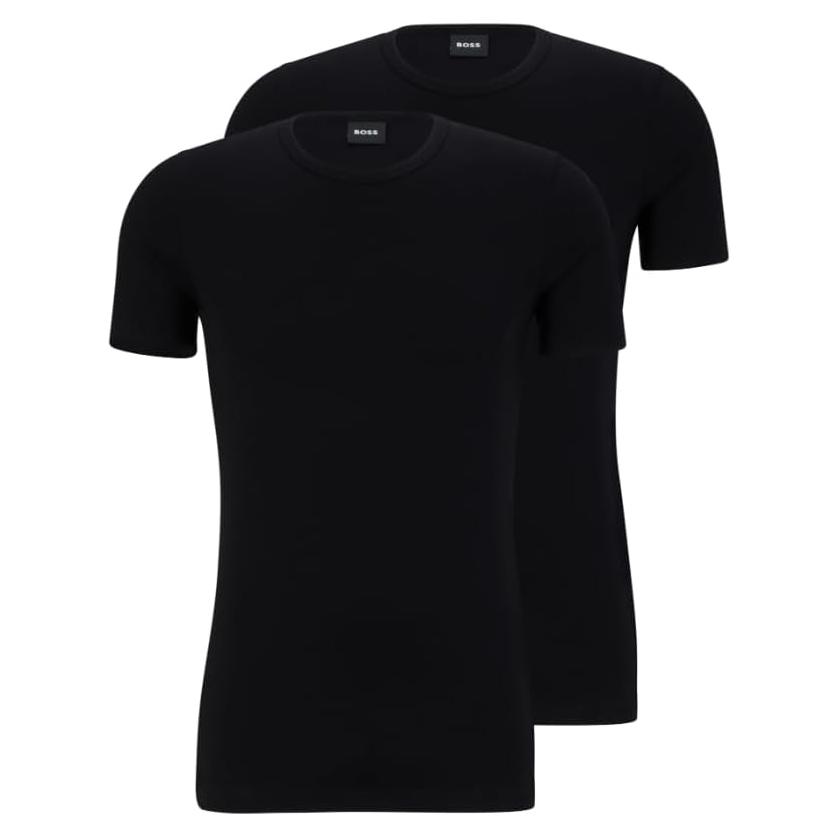 Camisetas interiores HUGO BOSS 2 unidades algodón stretch negro